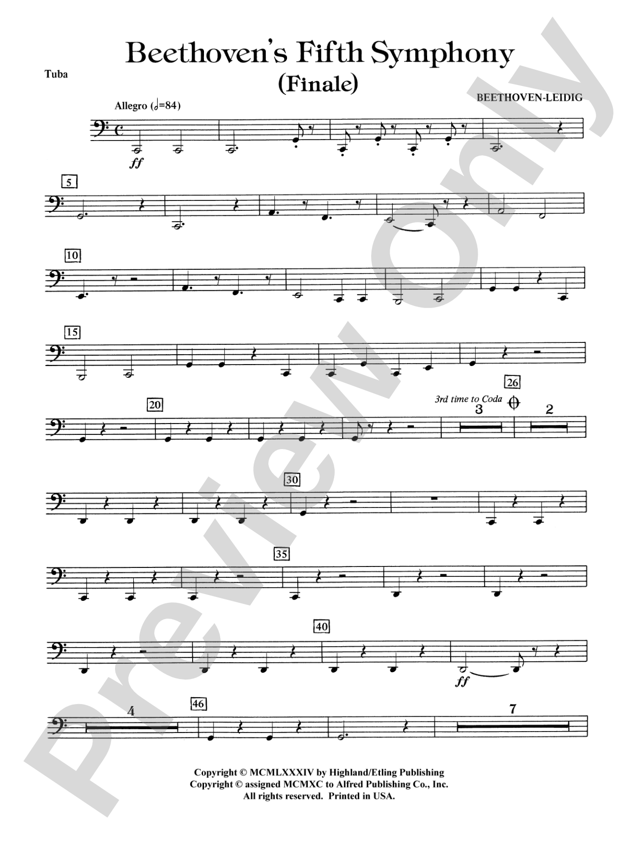 Beethoven's 5th Symphony, Finale: Tuba