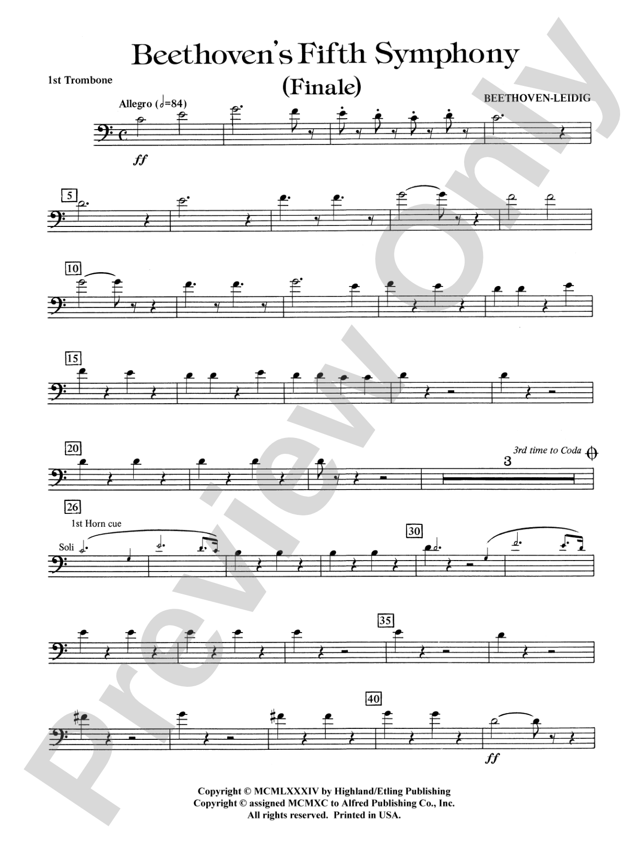 Beethoven's 5th Symphony, Finale: 1st Trombone