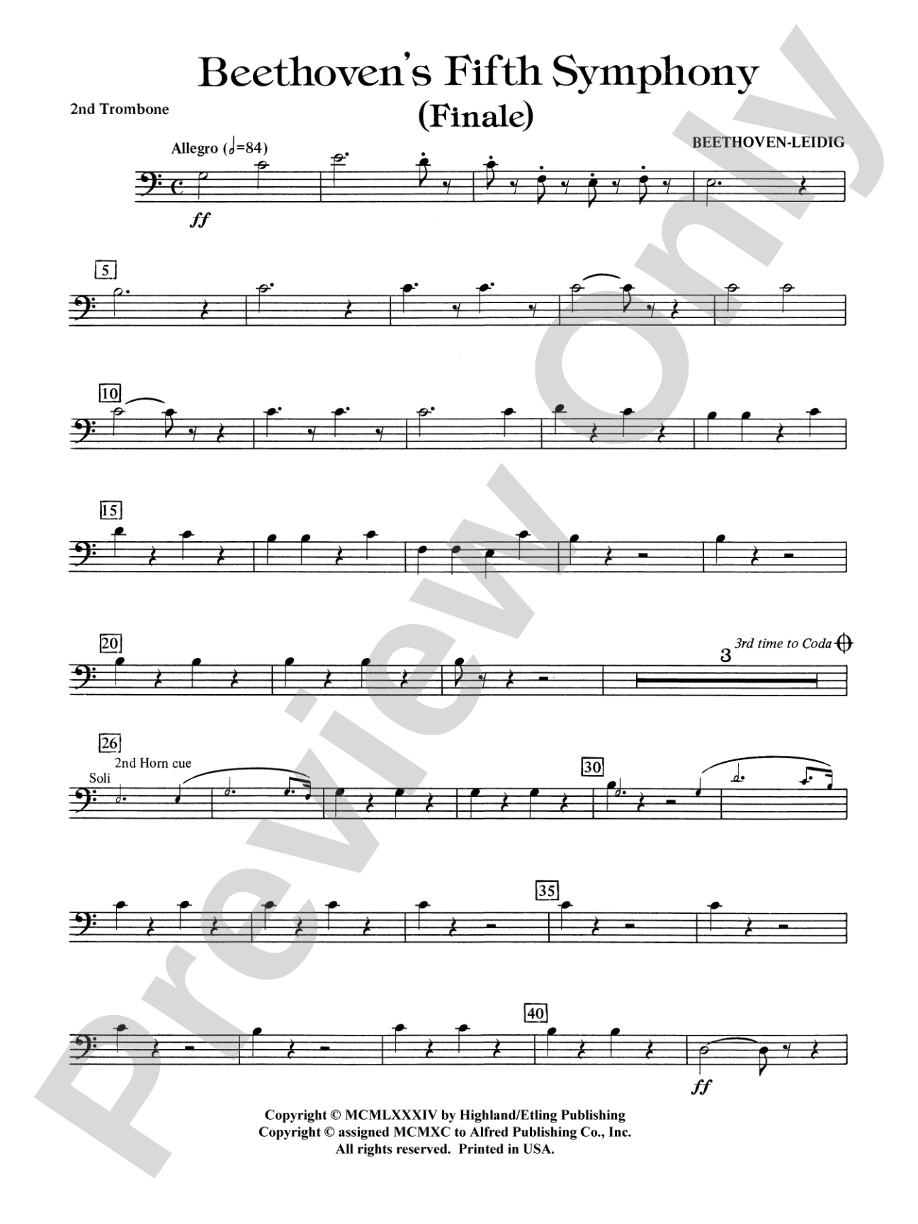 Beethoven's 5th Symphony, Finale: 2nd Trombone