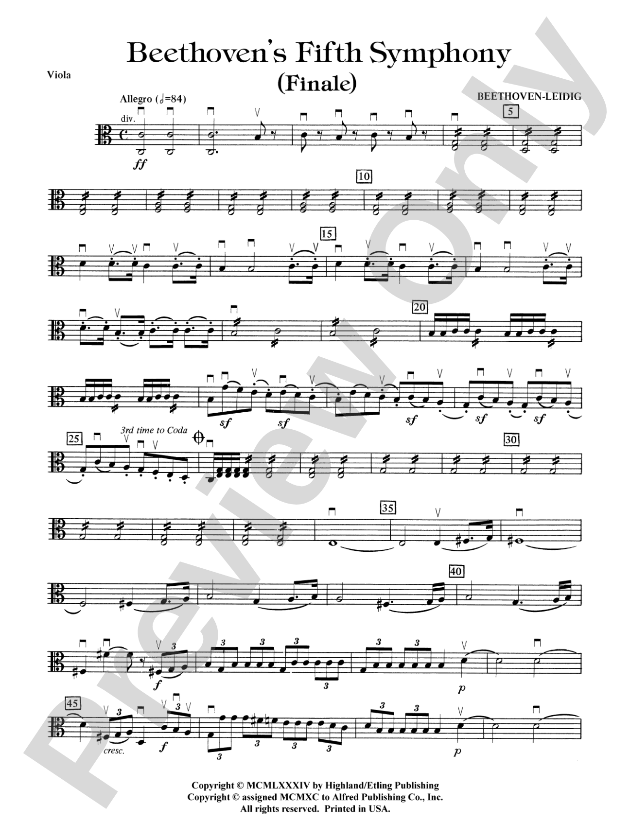 Beethoven's 5th Symphony, Finale: Viola