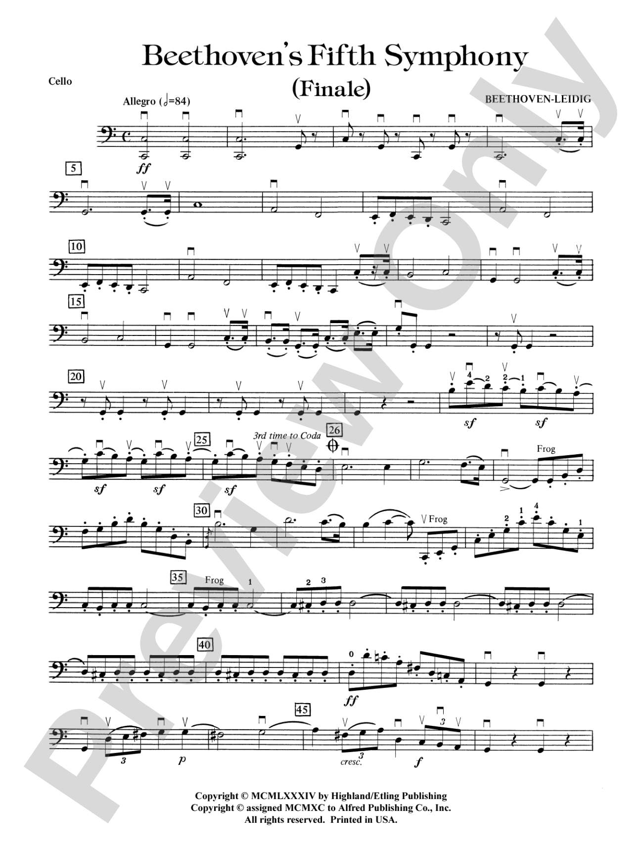 Beethoven's 5th Symphony, Finale: Cello