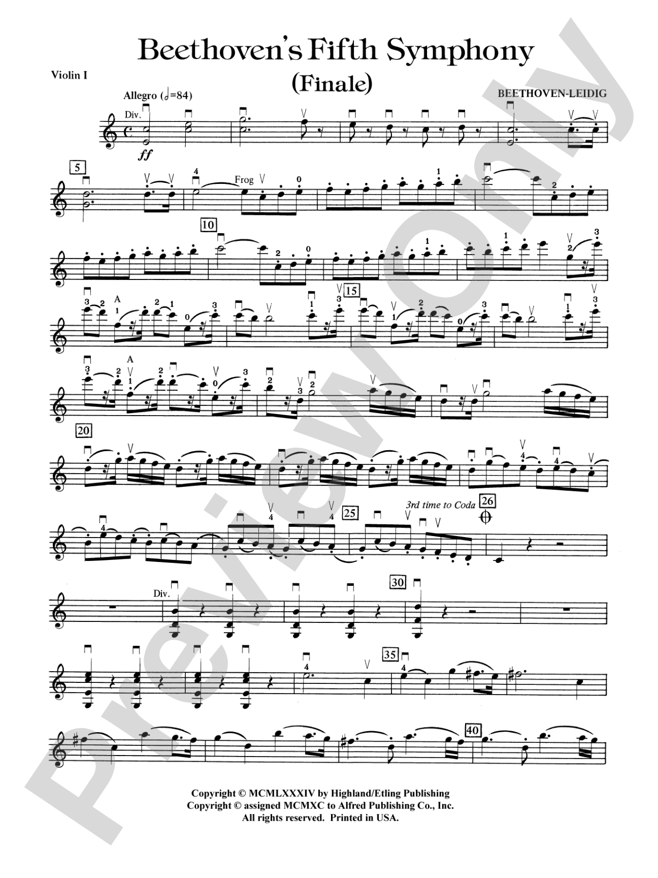 Beethoven's 5th Symphony, Finale: 1st Violin