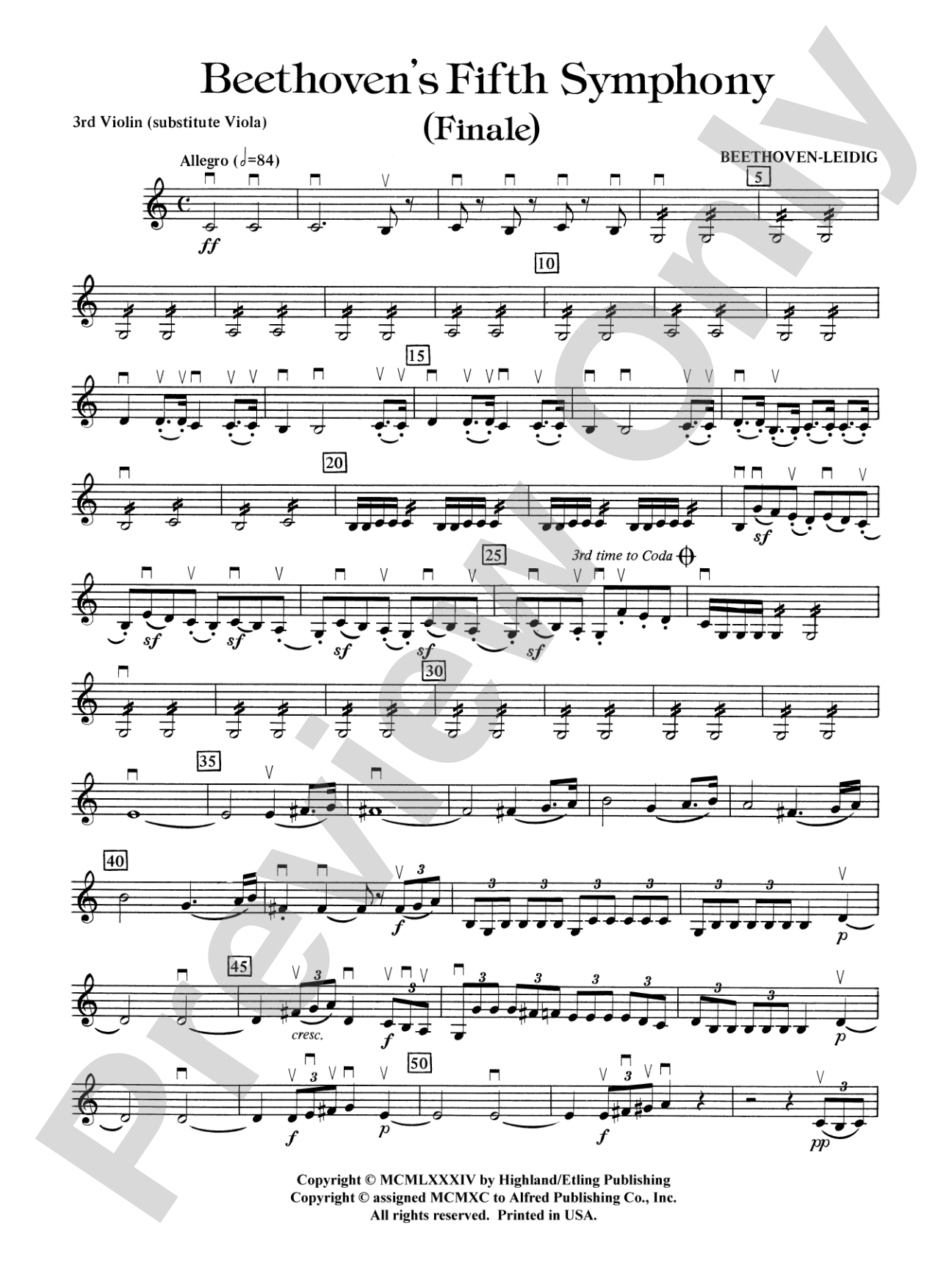 Beethoven's 5th Symphony, Finale: 3rd Violin (Viola [TC])