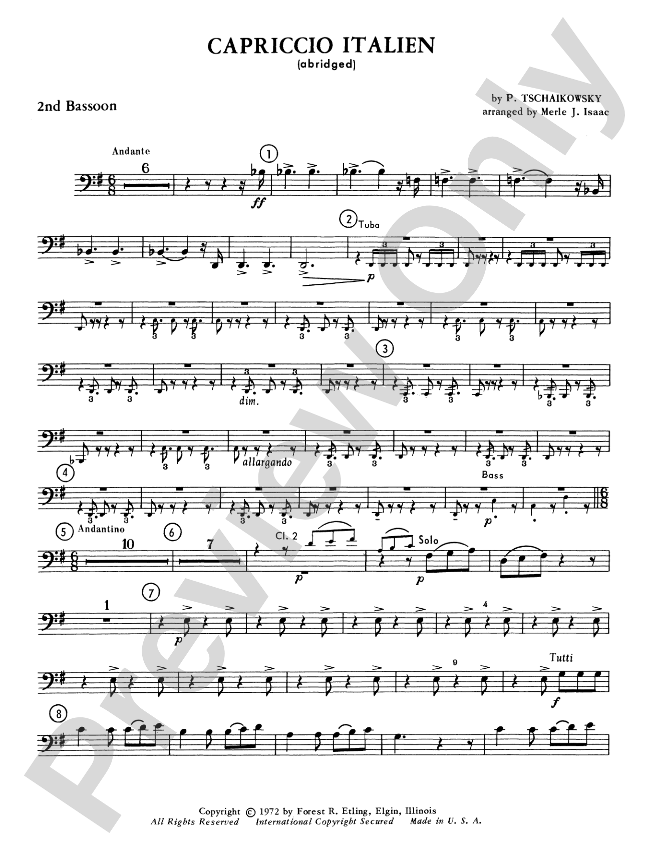 Capriccio Italienne: 2nd Bassoon