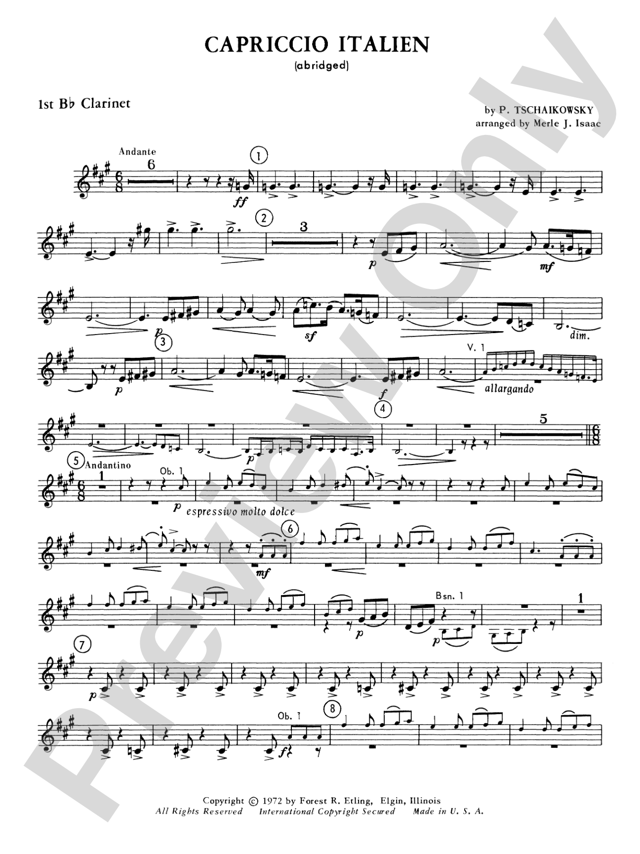 Capriccio Italienne: 1st B-flat Clarinet
