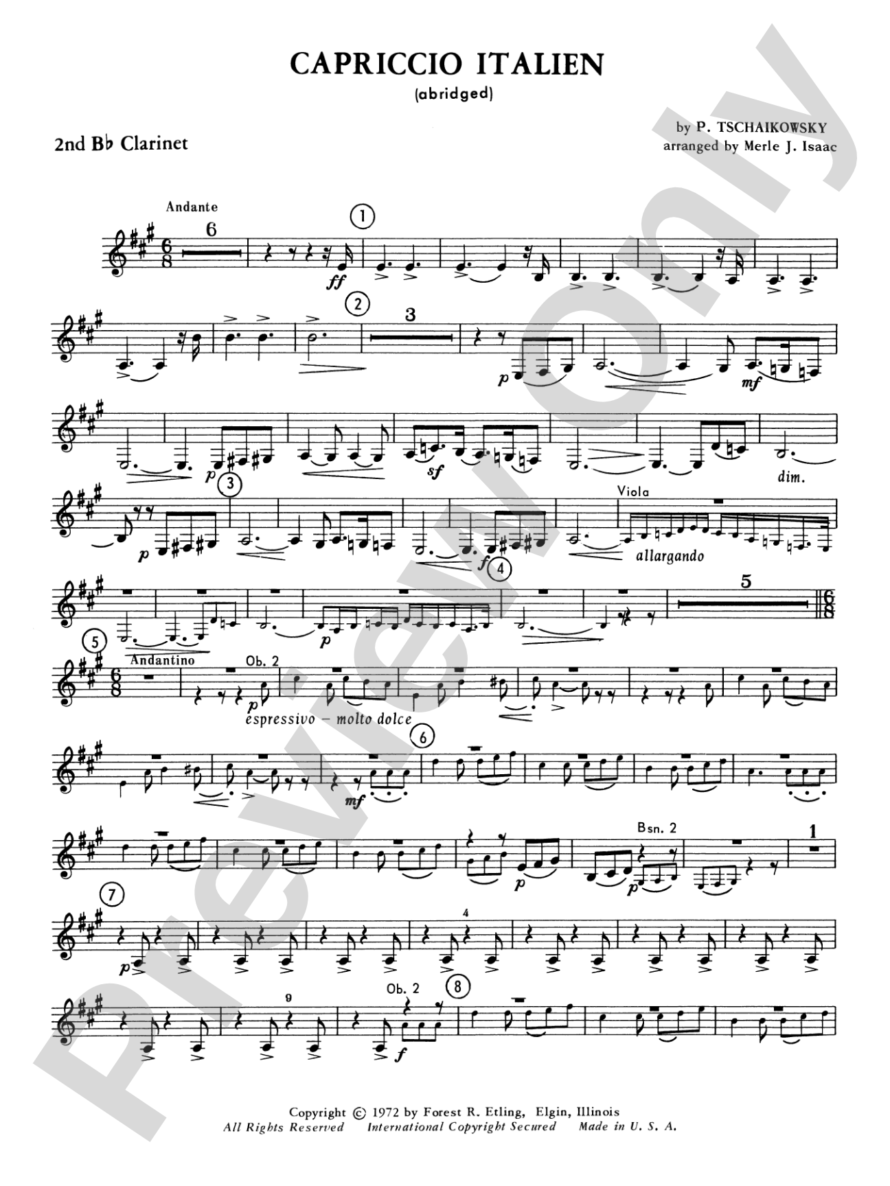 Capriccio Italienne: 2nd B-flat Clarinet