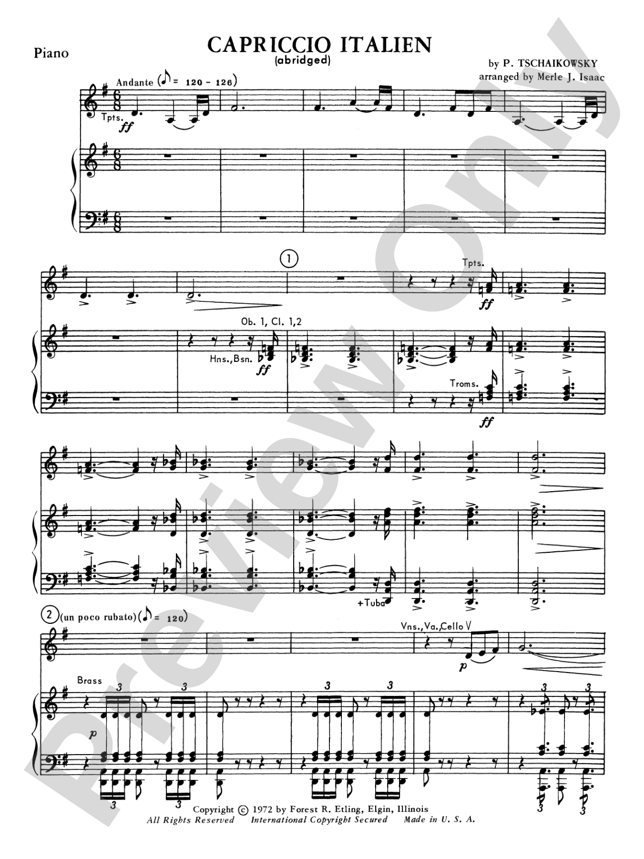 Capriccio Italienne: Piano Accompaniment