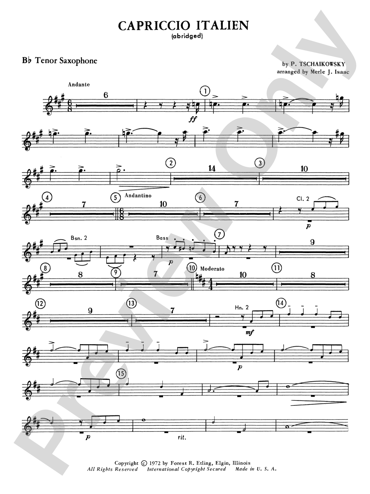Capriccio Italienne: B-flat Tenor Saxophone
