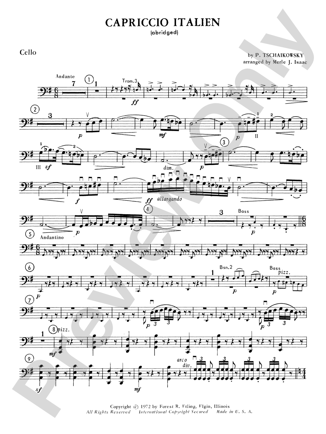Capriccio Italienne: Cello