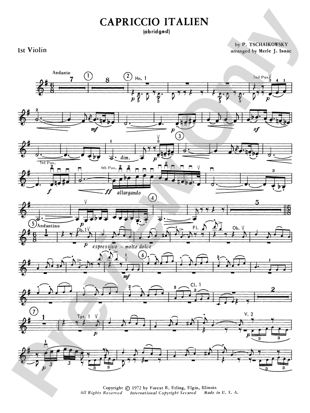 Capriccio Italienne: 1st Violin