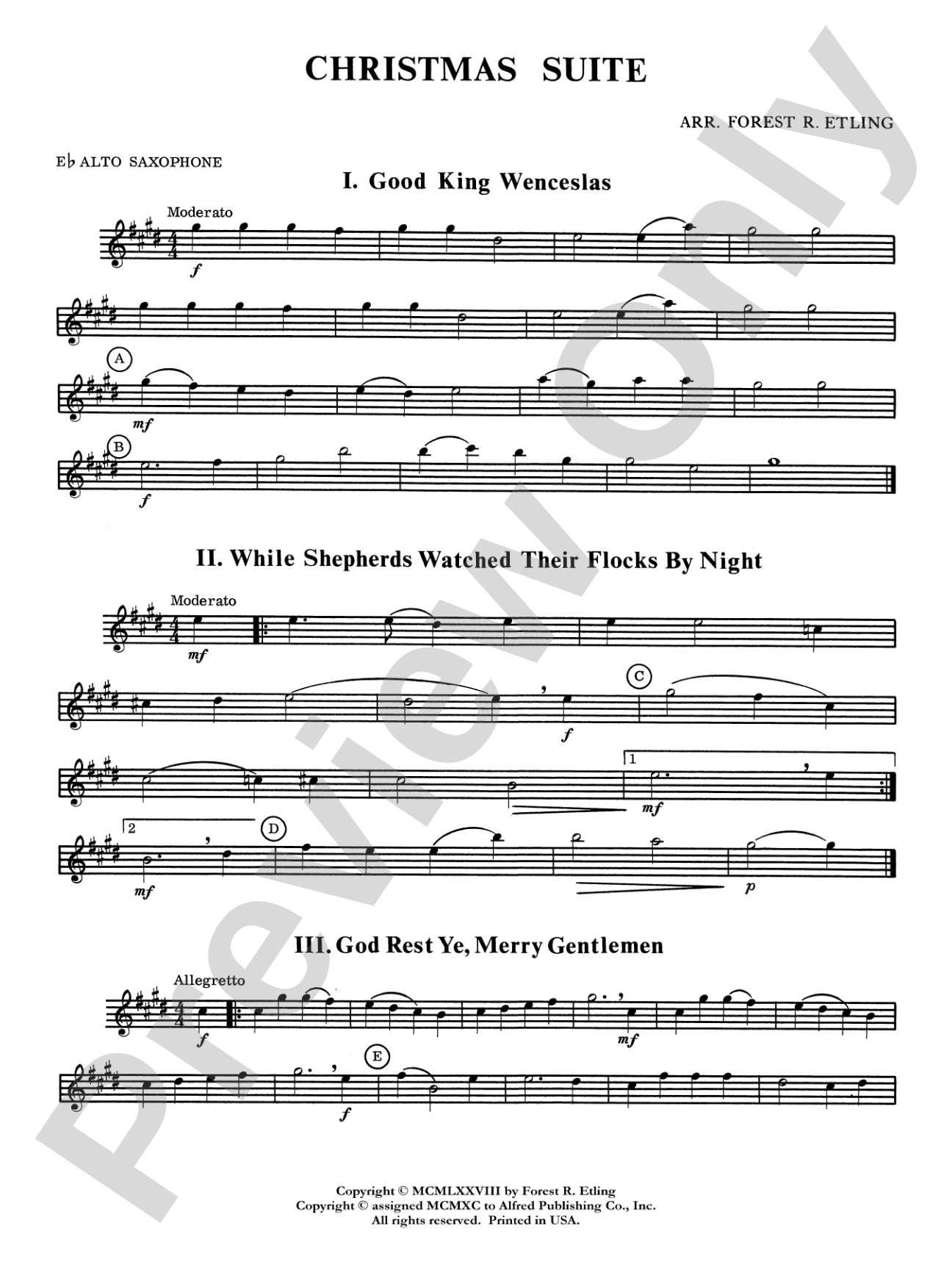 Christmas Suite: E-flat Alto Saxophone