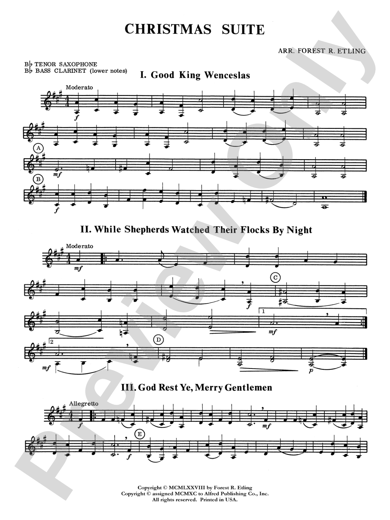 Christmas Suite: B-flat Tenor Saxophone