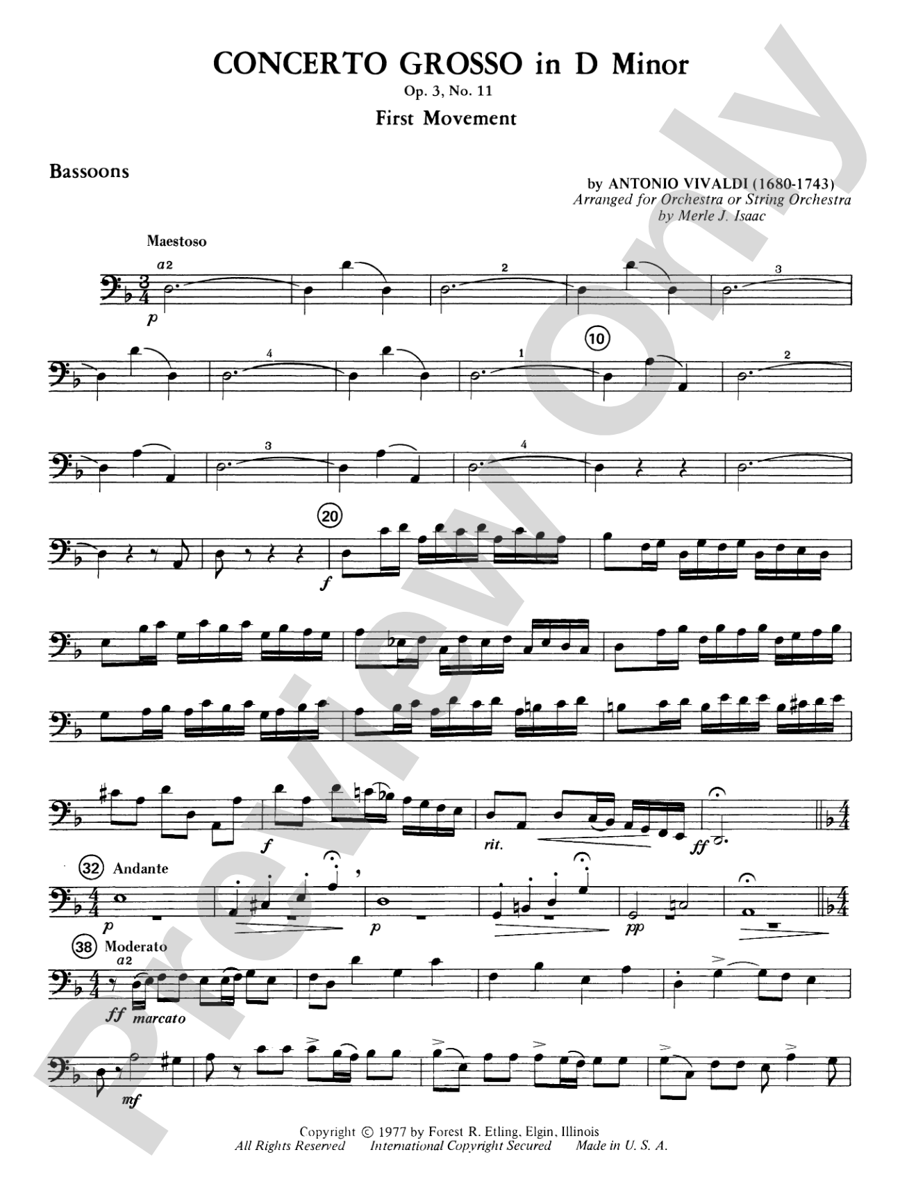 Concerto Grosso in D Minor: Bassoon