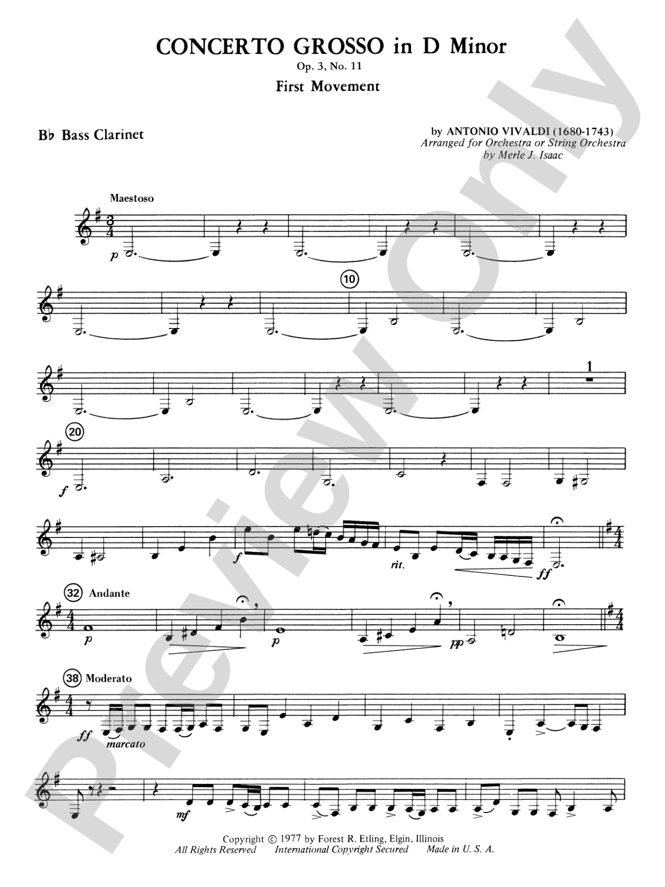 Concerto Grosso in D Minor: B-flat Bass Clarinet
