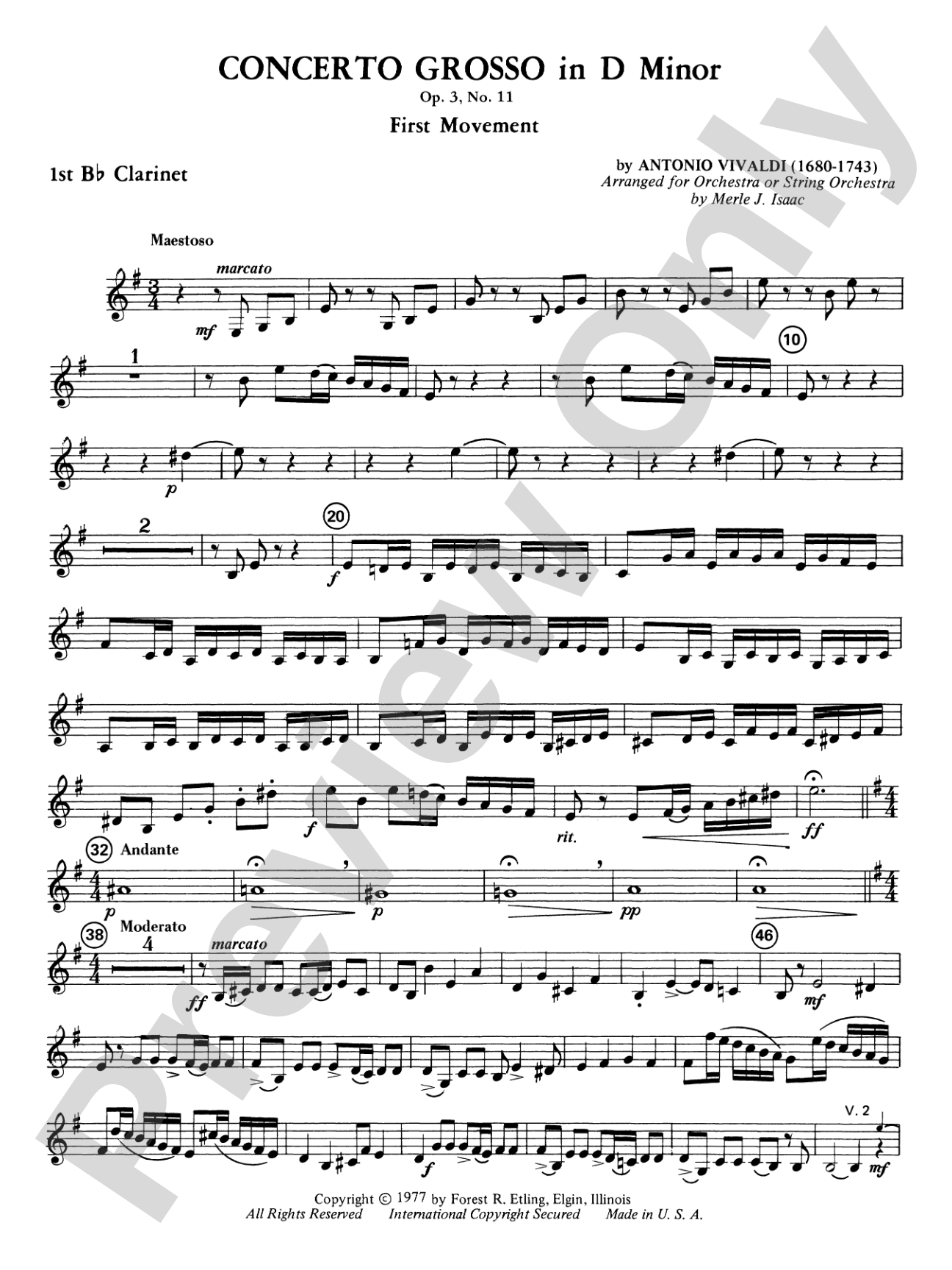 Concerto Grosso in D Minor: 1st B-flat Clarinet