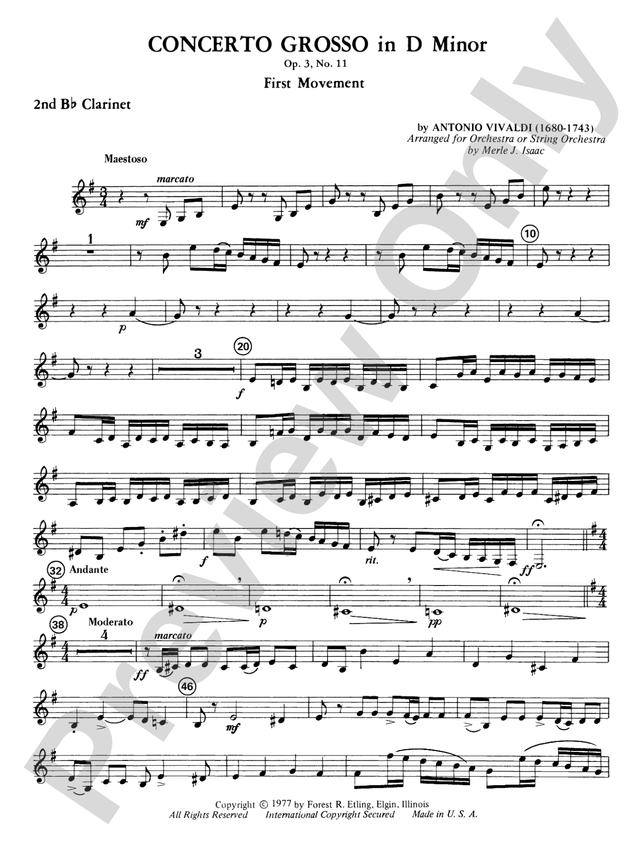 Concerto Grosso in D Minor: 2nd B-flat Clarinet