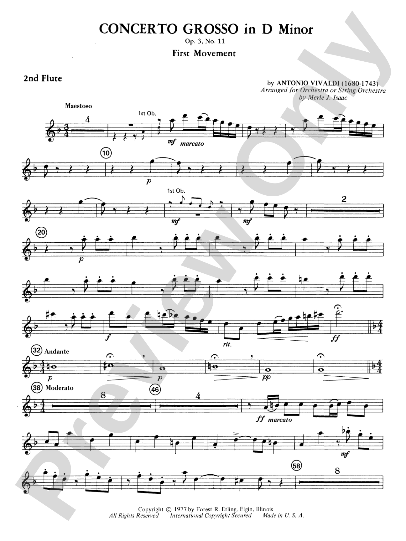 Concerto Grosso in D Minor: 2nd Flute