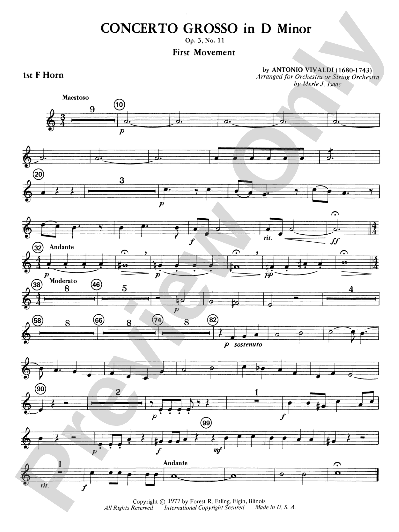 Concerto Grosso in D Minor: 1st F Horn