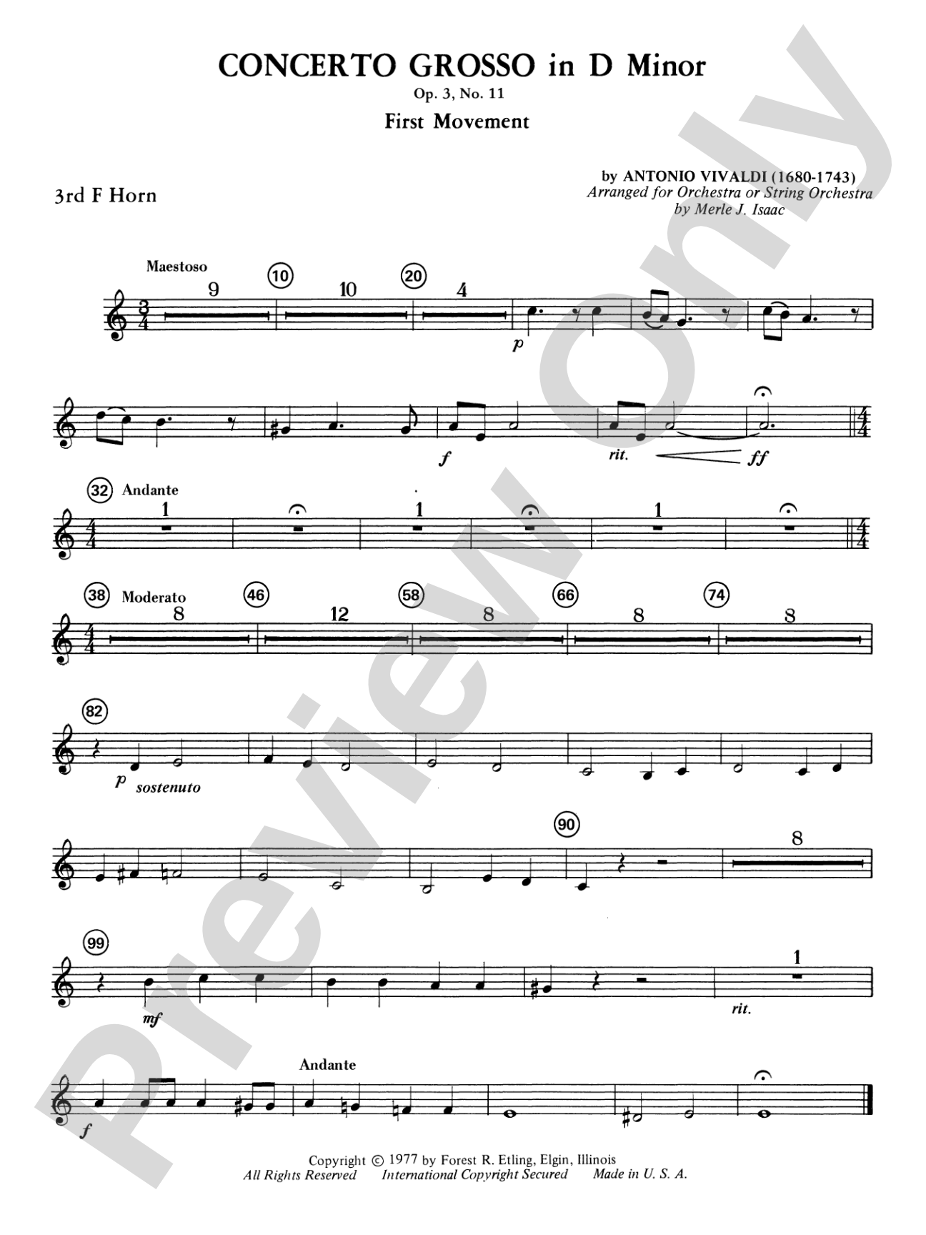 Concerto Grosso in D Minor: 3rd F Horn