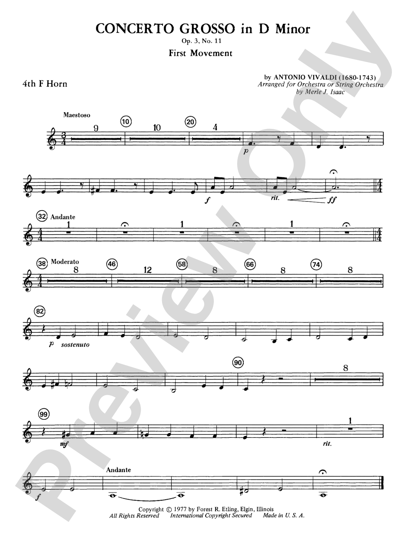Concerto Grosso in D Minor: 4th F Horn