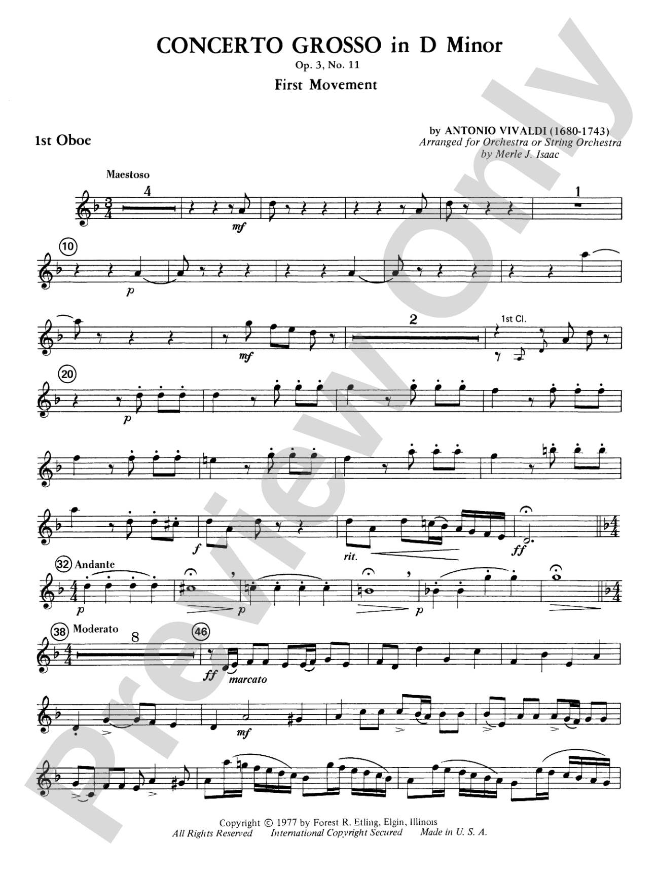 Concerto Grosso in D Minor: Oboe