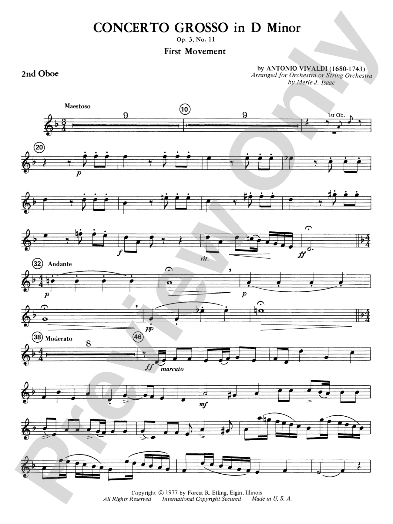 Concerto Grosso in D Minor: 2nd Oboe