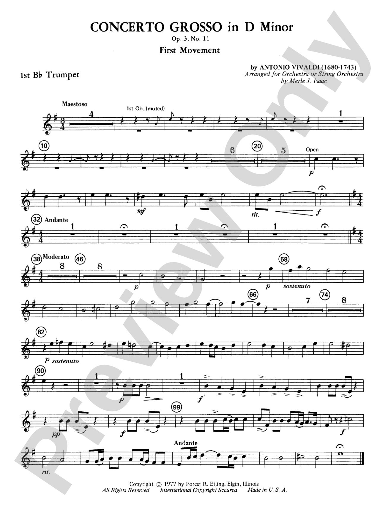 Concerto Grosso in D Minor: 1st B-flat Trumpet