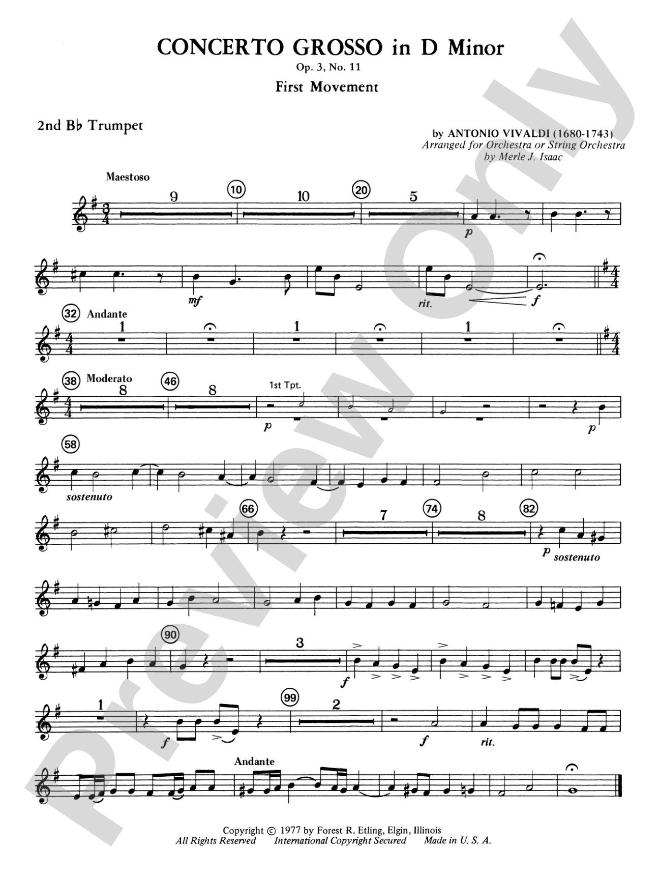 Concerto Grosso in D Minor: 2nd B-flat Trumpet