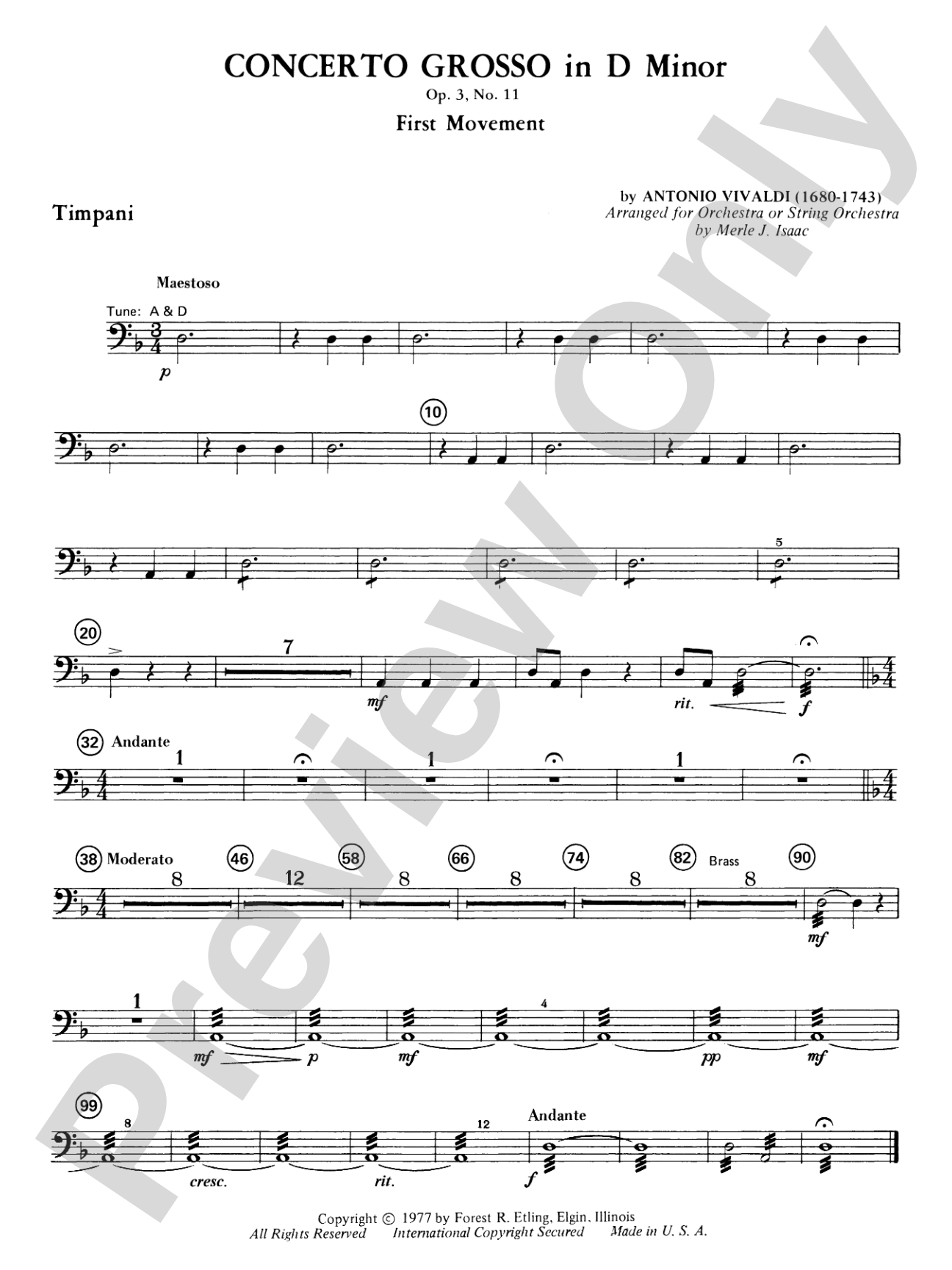 Concerto Grosso in D Minor: Timpani