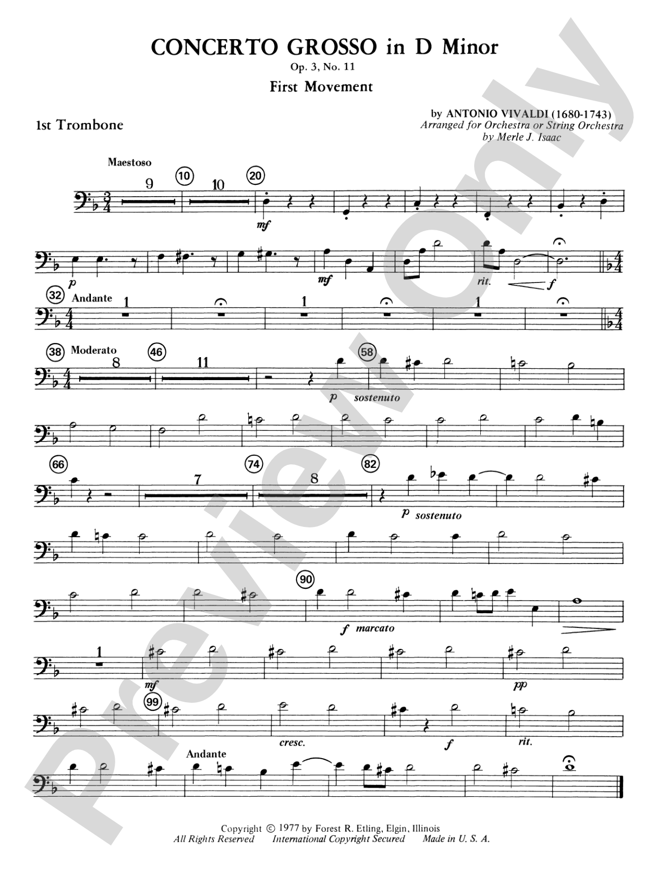 Concerto Grosso in D Minor: 1st Trombone