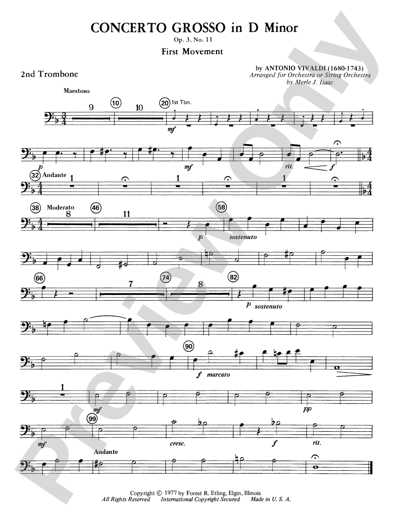 Concerto Grosso in D Minor: 2nd Trombone