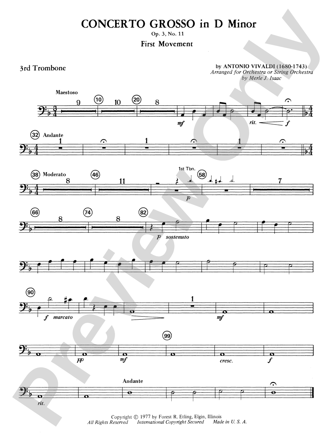 Concerto Grosso in D Minor: 3rd Trombone