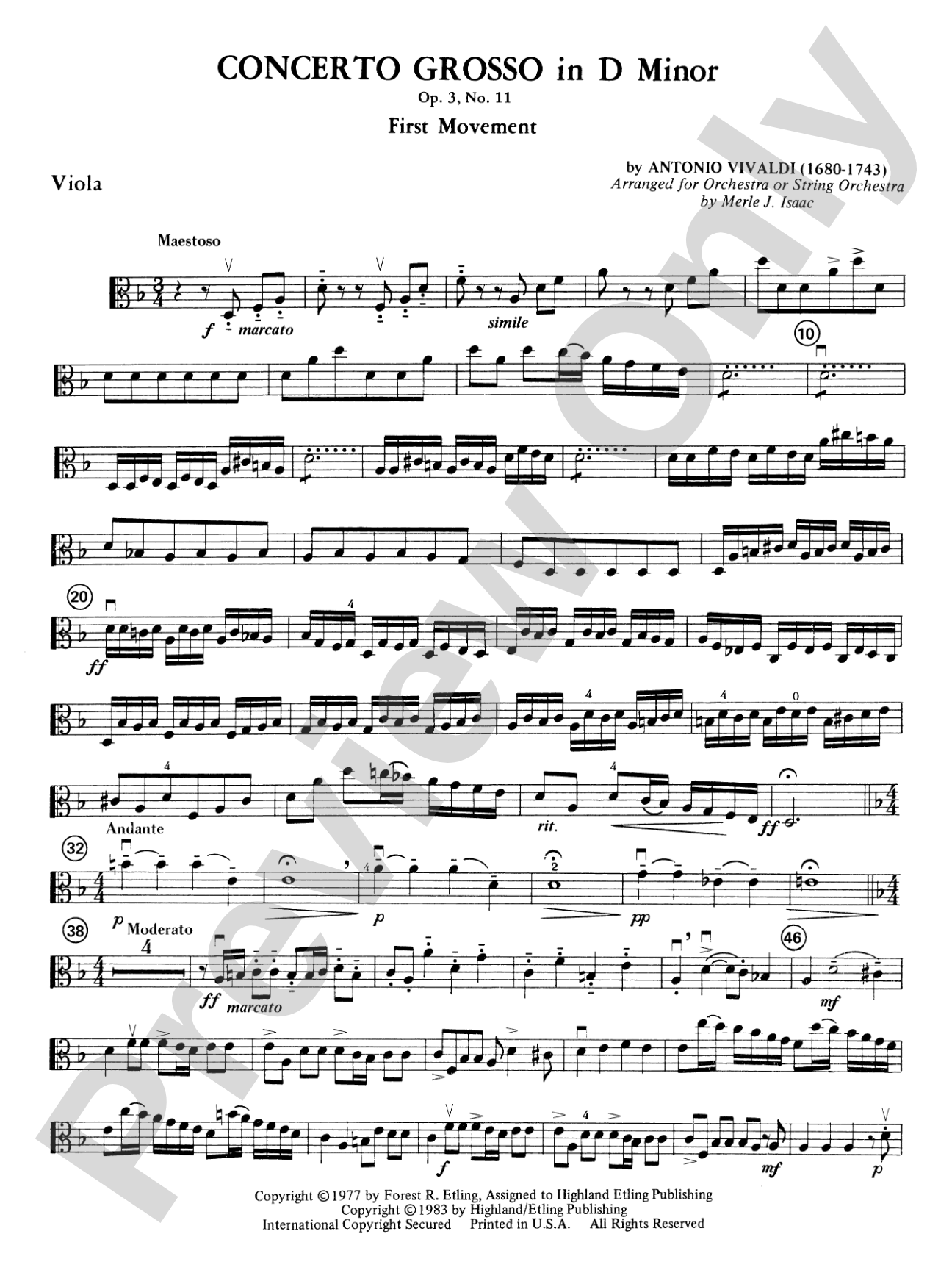Concerto Grosso in D Minor: Viola