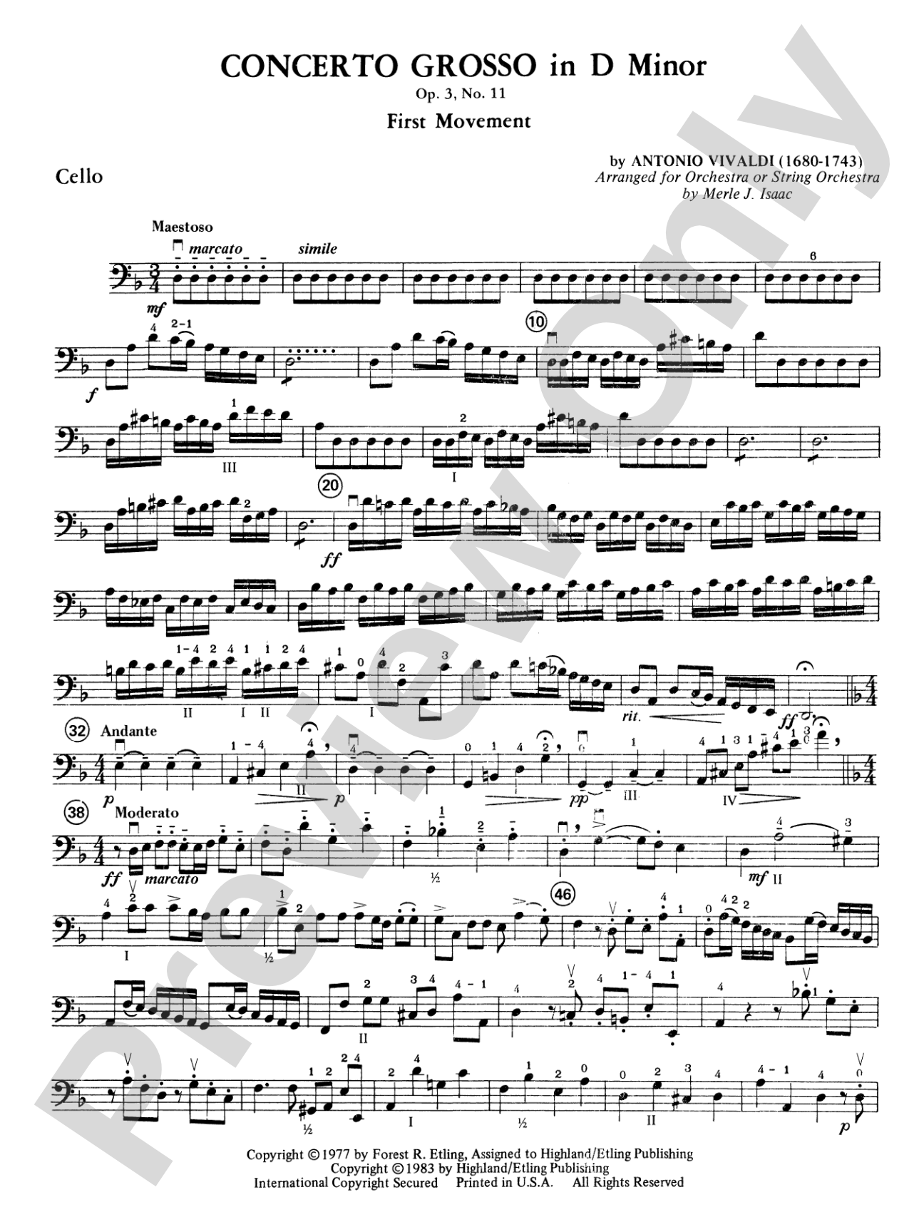 Concerto Grosso in D Minor: Cello