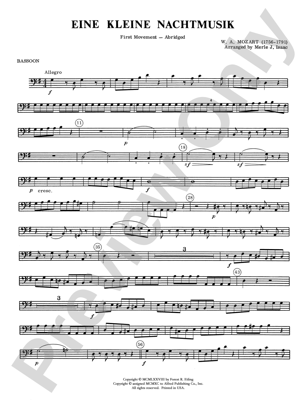 Eine Kleine Nachtmusik, 1st Movement: Bassoon