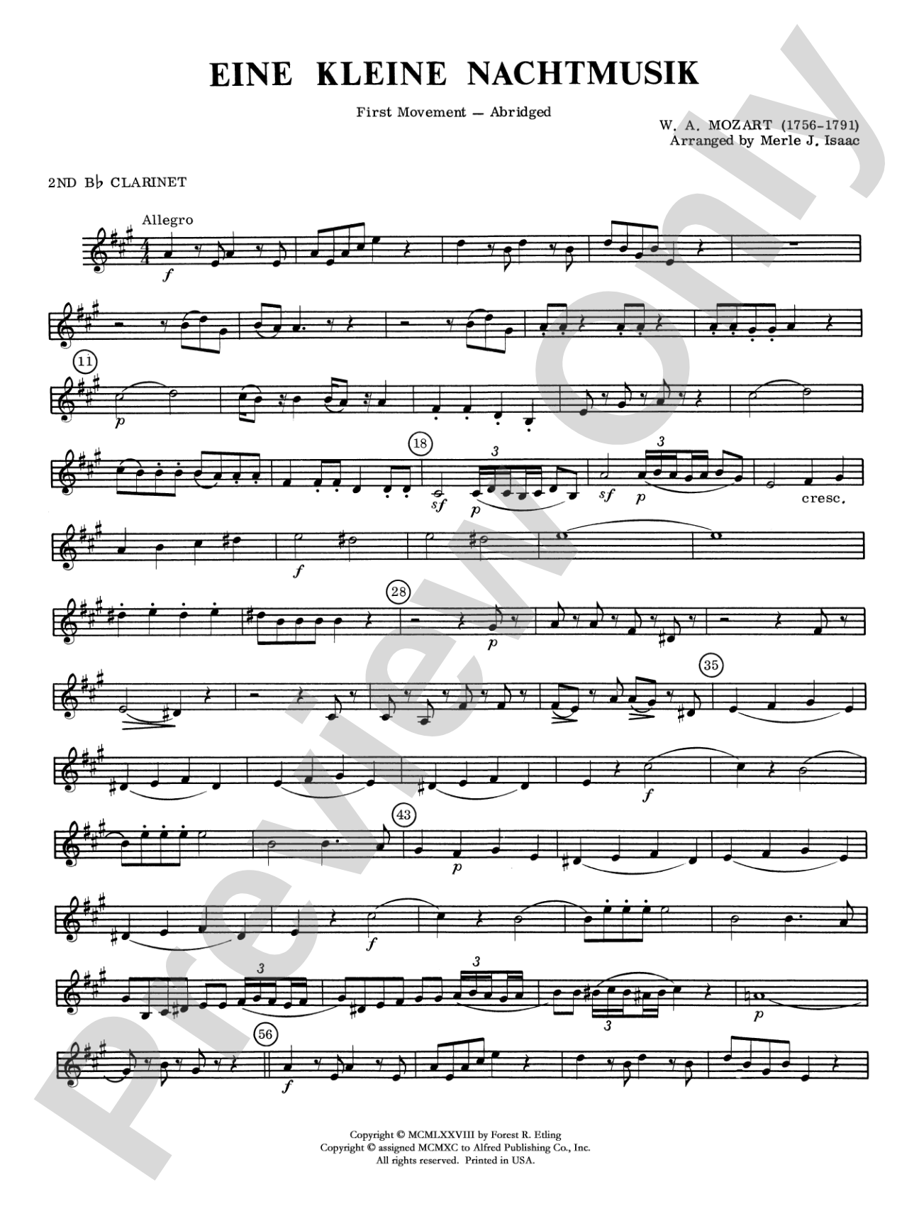 Eine Kleine Nachtmusik, 1st Movement: 2nd B-flat Clarinet