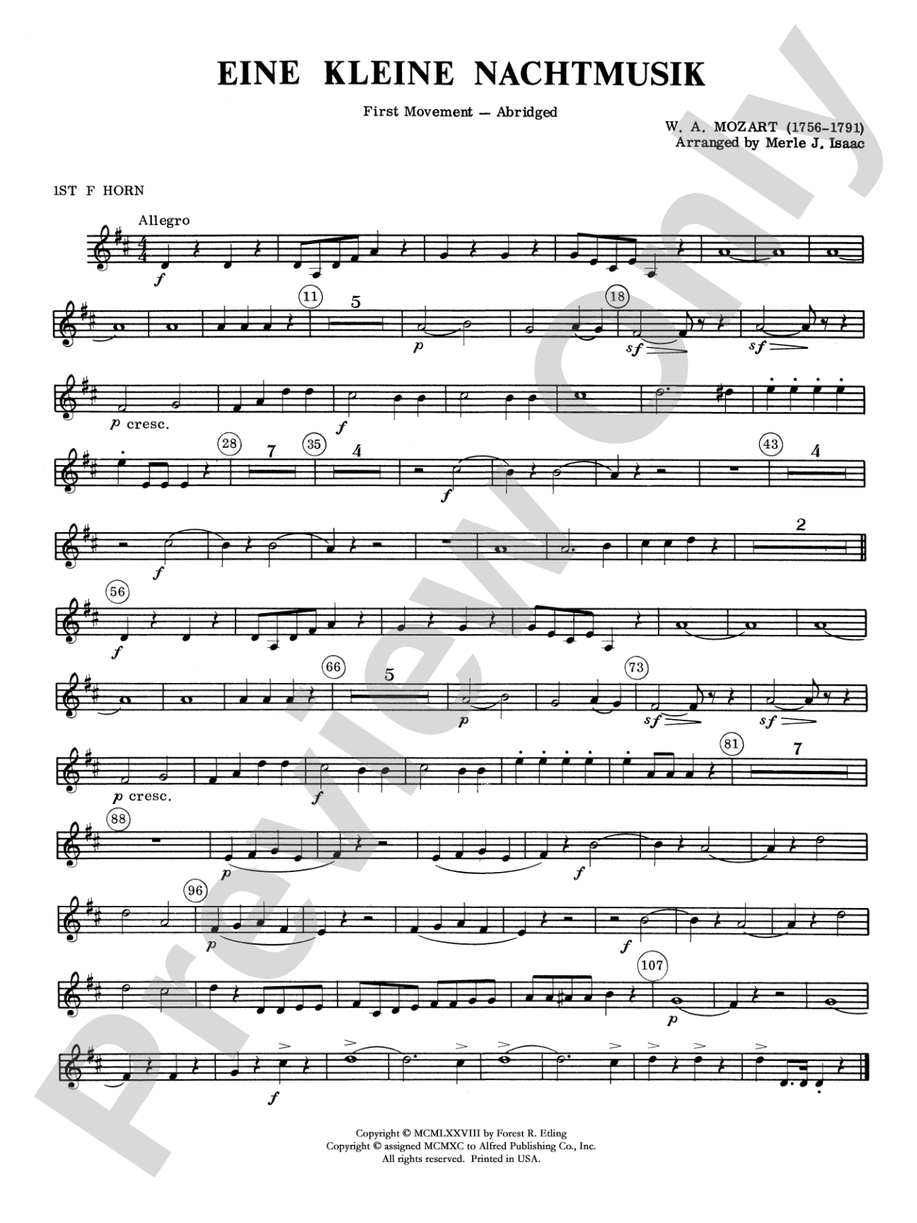 Eine Kleine Nachtmusik, 1st Movement: 1st F Horn