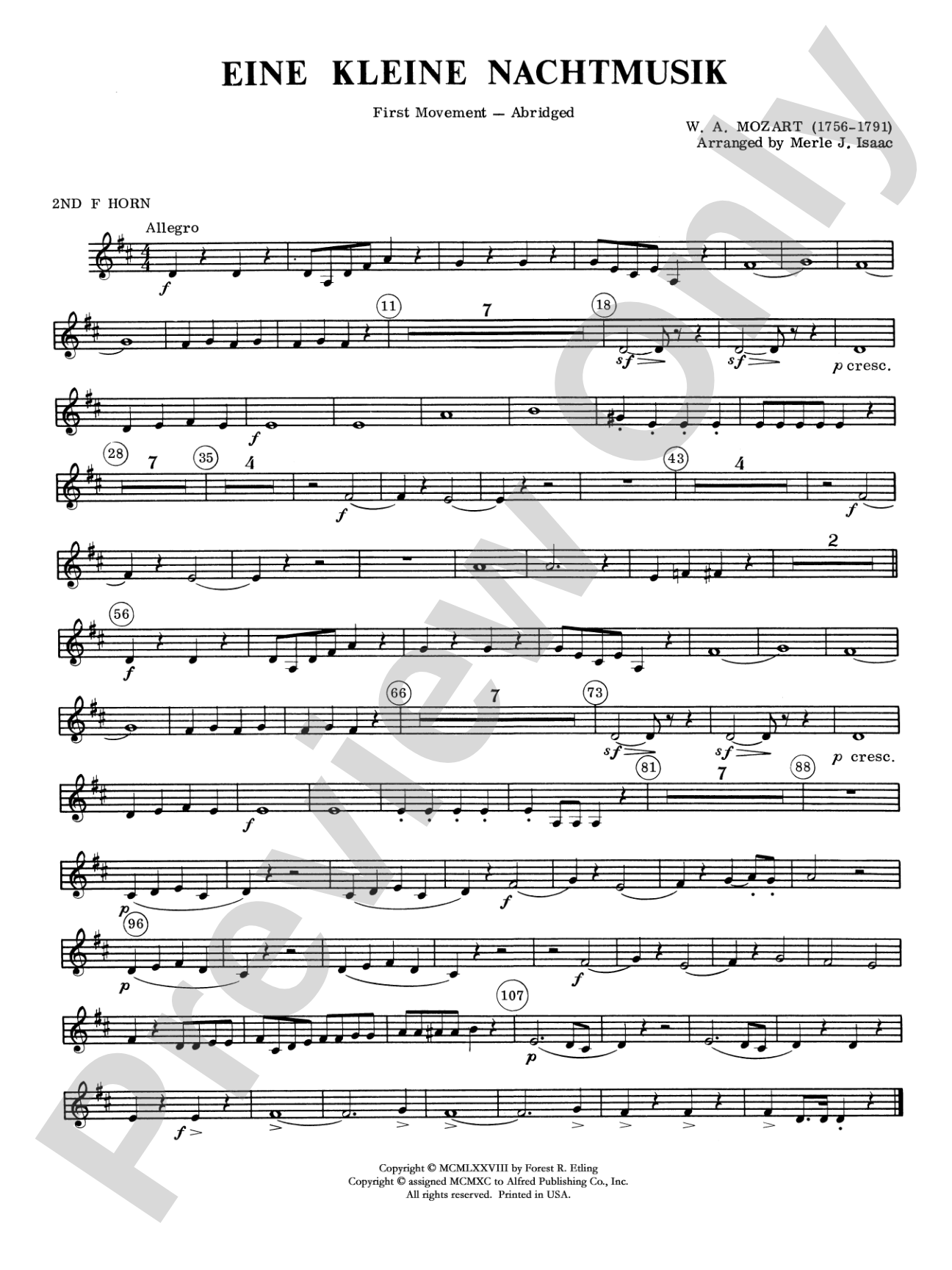 Eine Kleine Nachtmusik, 1st Movement: 2nd F Horn