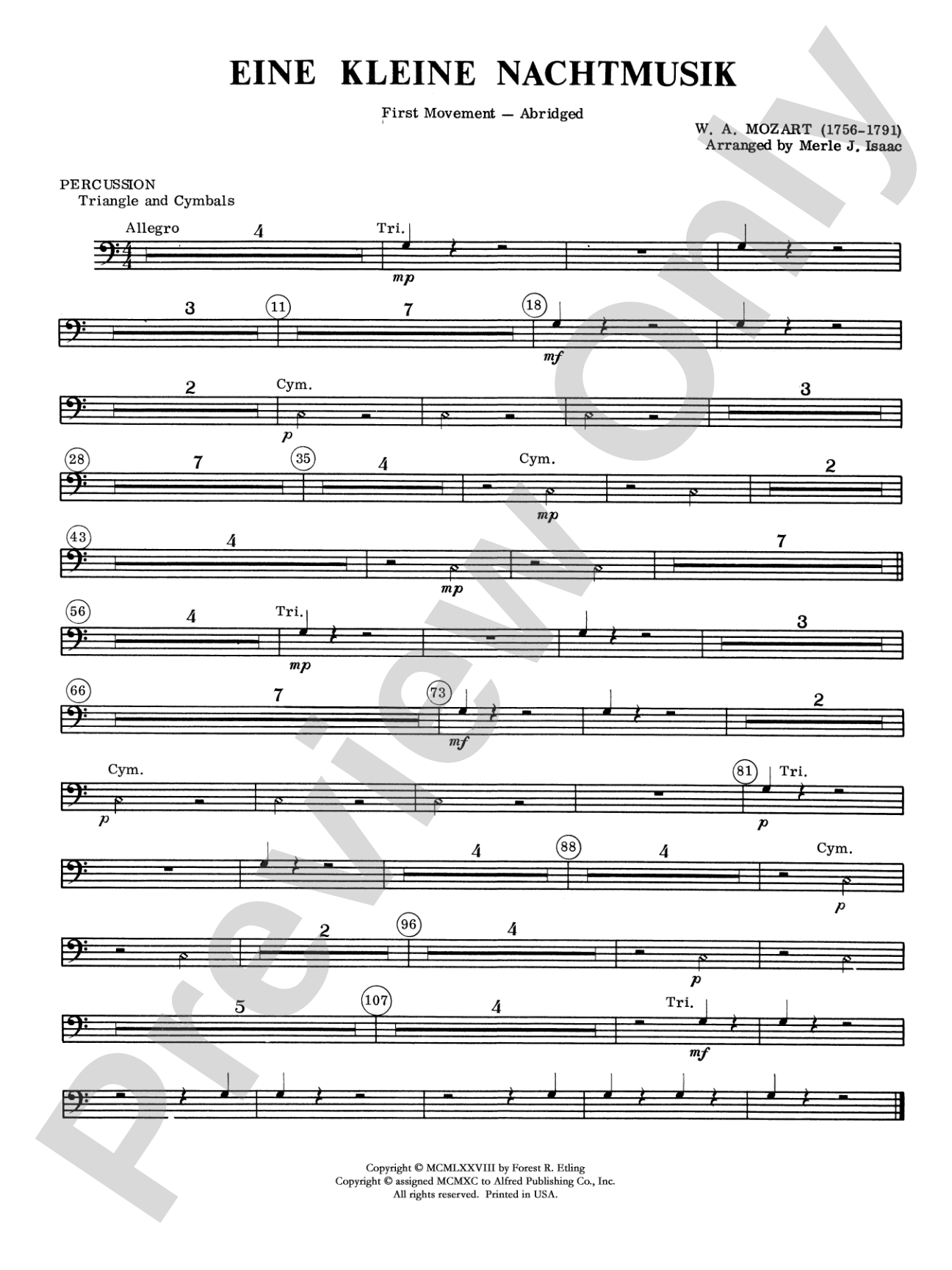 Eine Kleine Nachtmusik, 1st Movement: 1st Percussion
