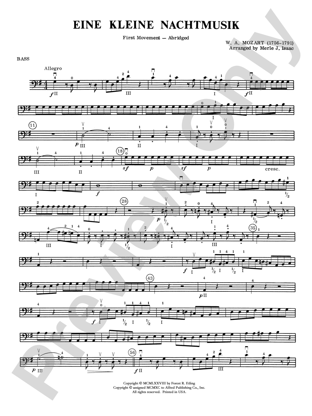 Eine Kleine Nachtmusik, 1st Movement: String Bass