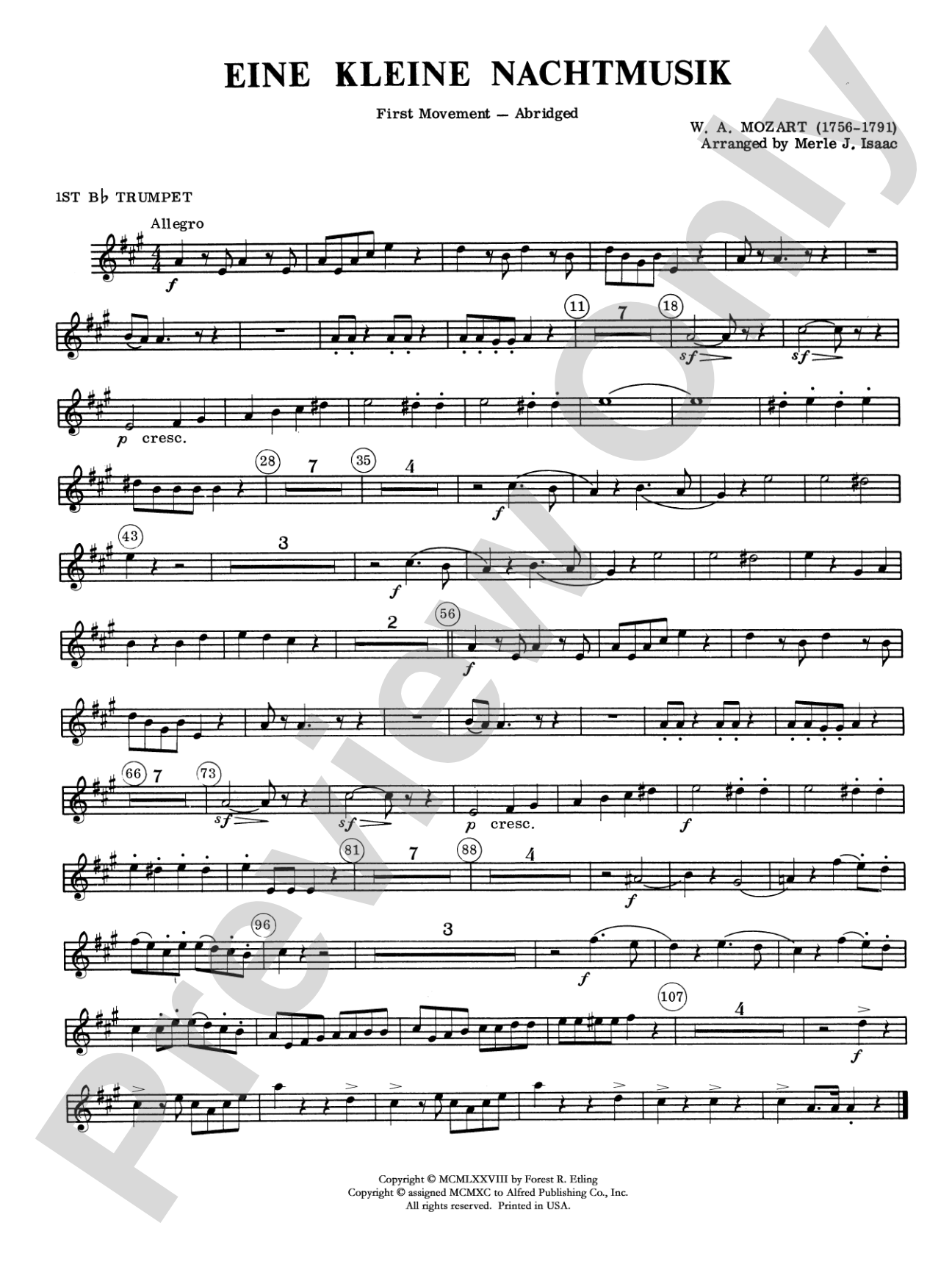 Eine Kleine Nachtmusik, 1st Movement: 1st B-flat Trumpet