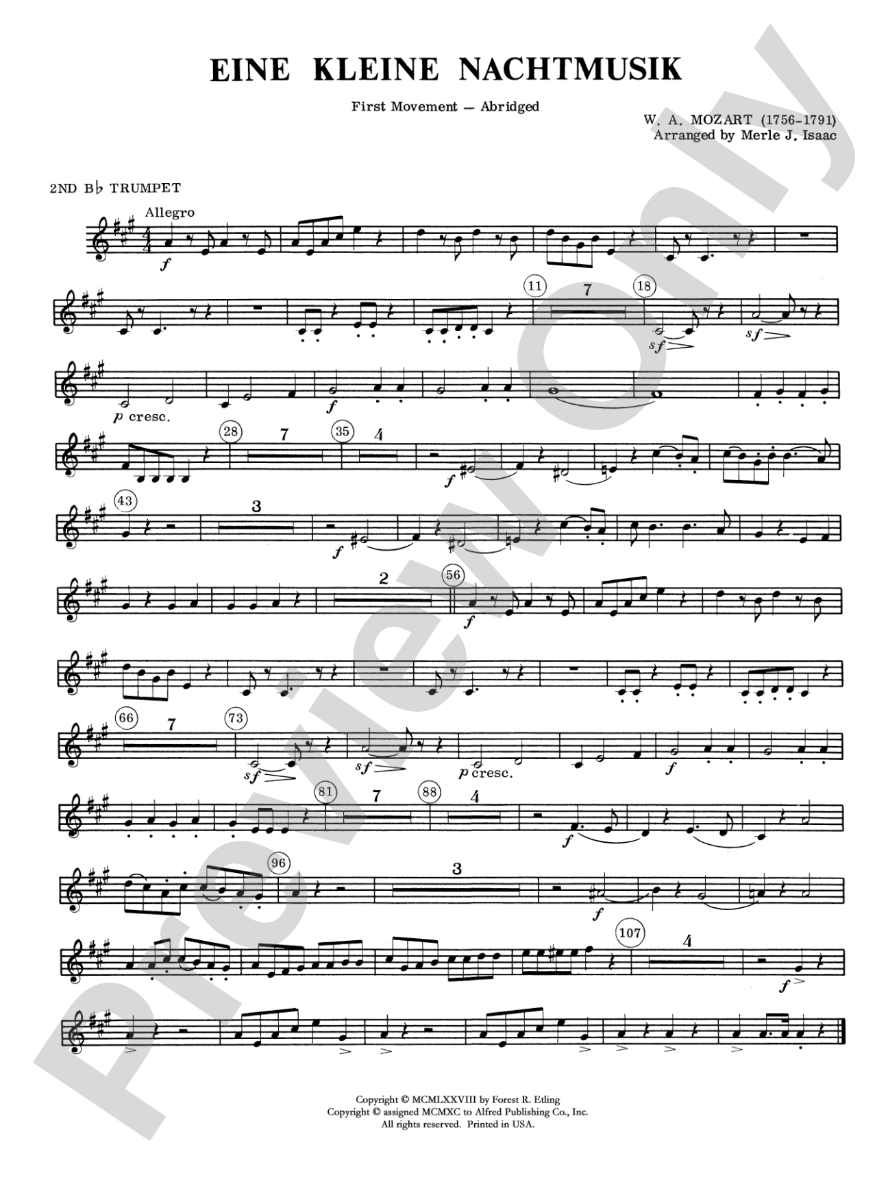 Eine Kleine Nachtmusik, 1st Movement: 2nd B-flat Trumpet
