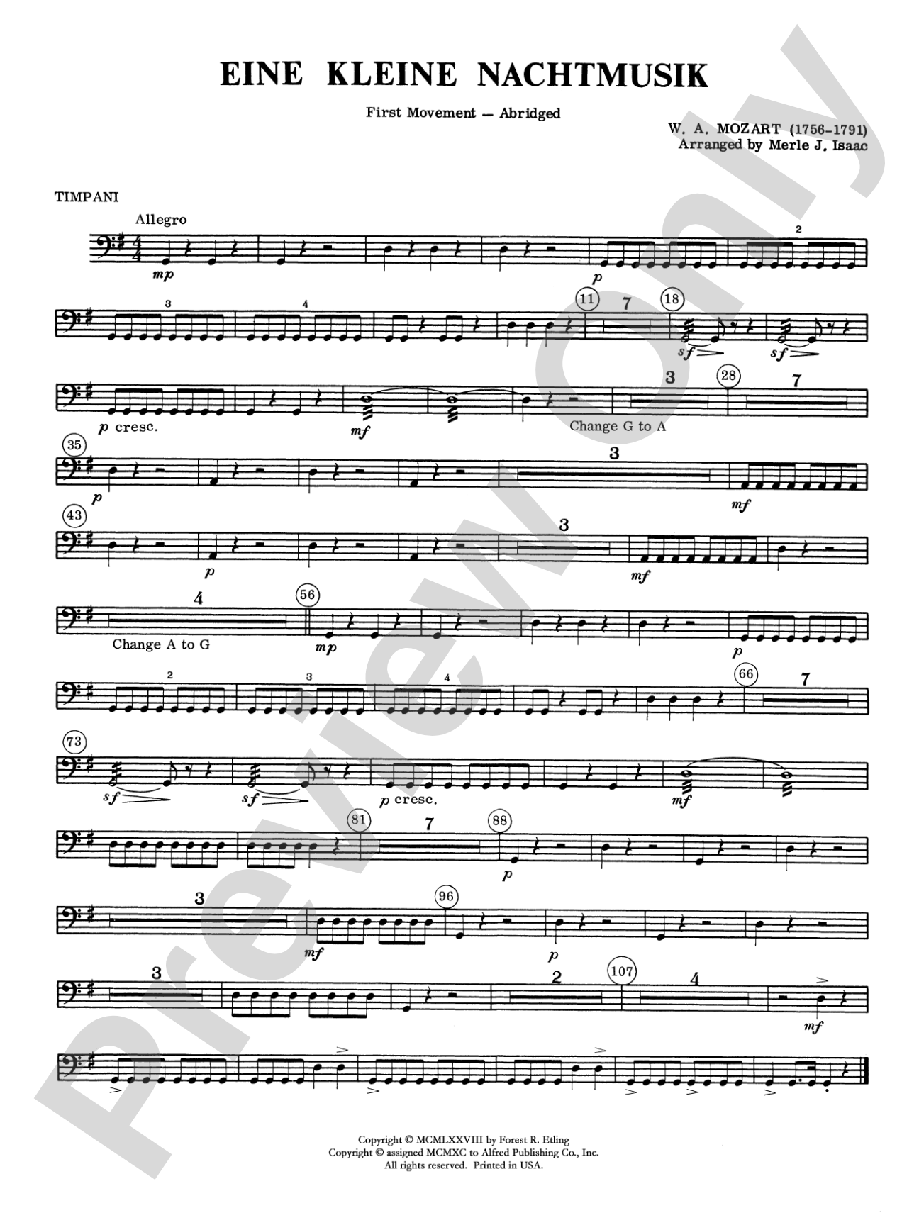 Eine Kleine Nachtmusik, 1st Movement: Timpani