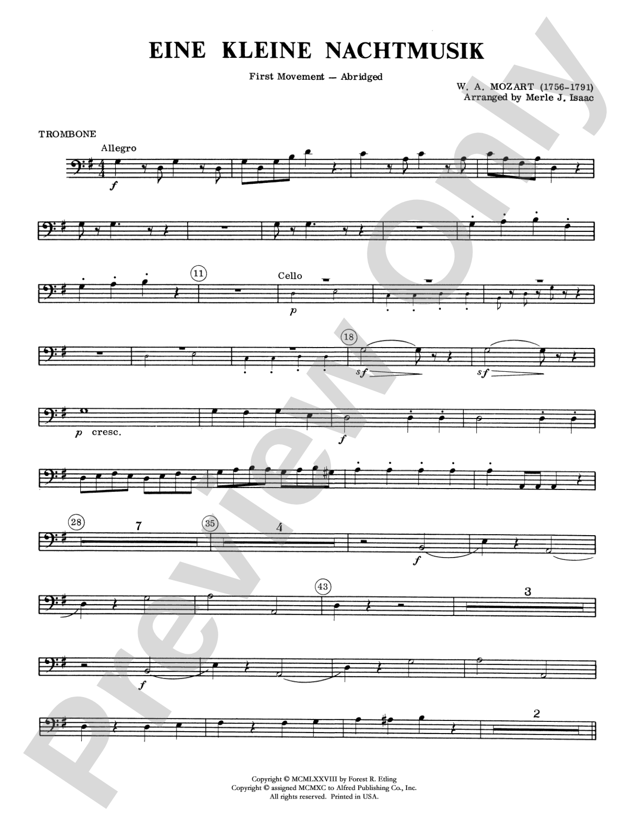 Eine Kleine Nachtmusik, 1st Movement: 1st Trombone