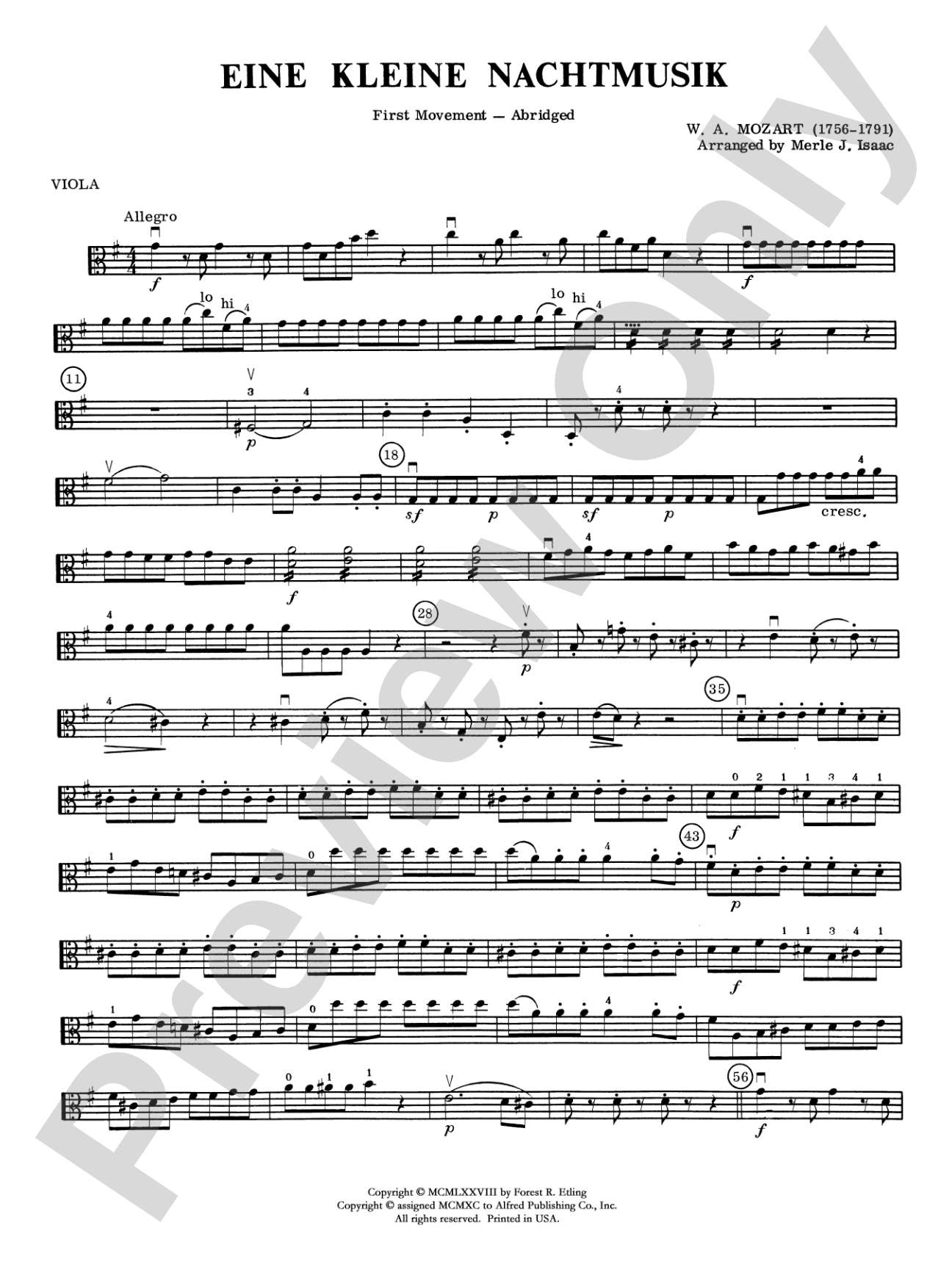 Eine Kleine Nachtmusik, 1st Movement: Viola