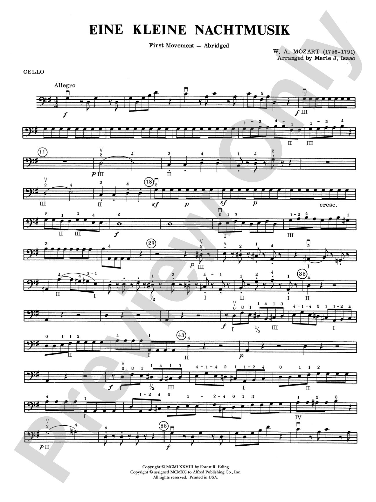 Eine Kleine Nachtmusik, 1st Movement: Cello
