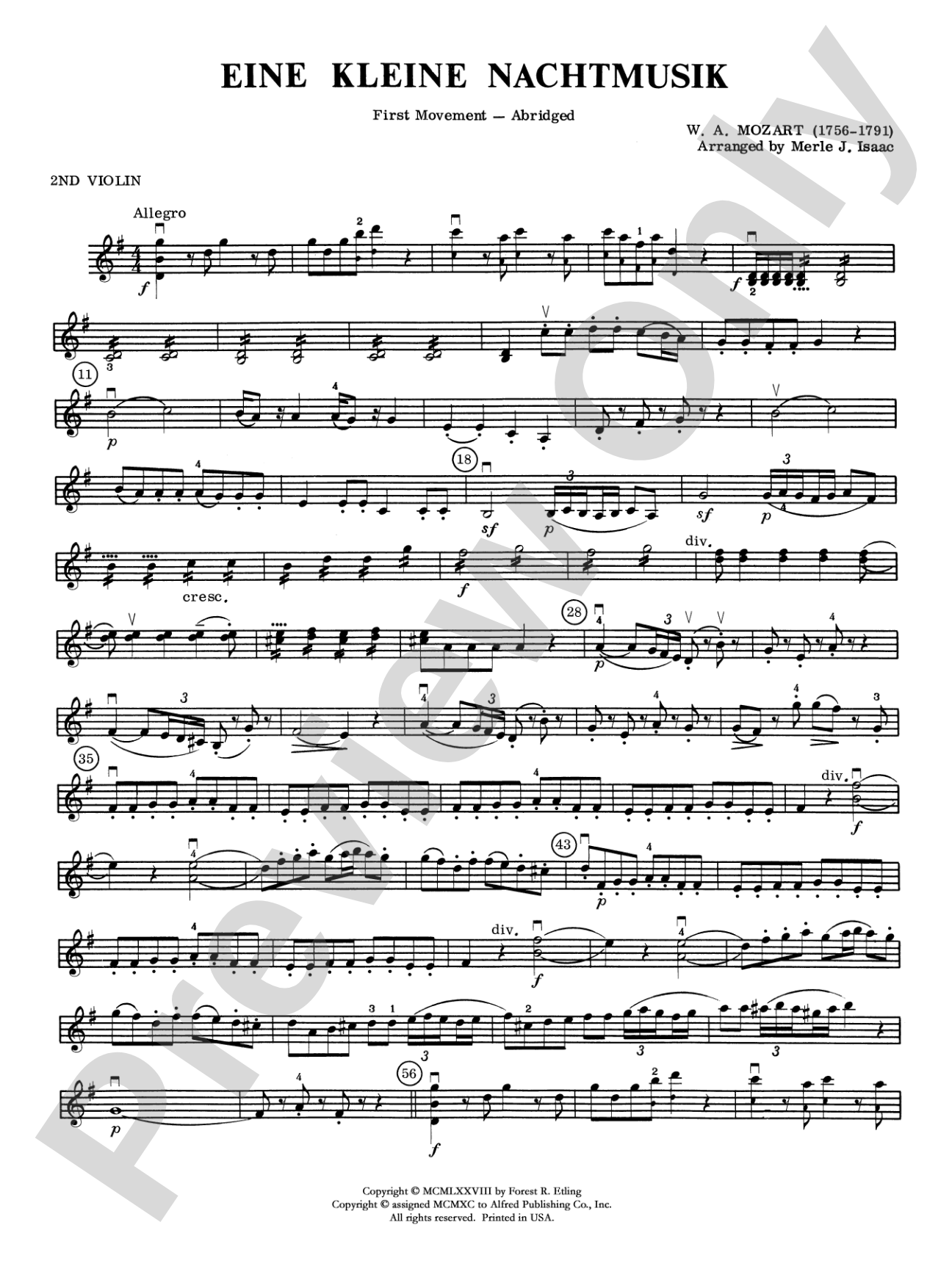 Eine Kleine Nachtmusik, 1st Movement: 2nd Violin