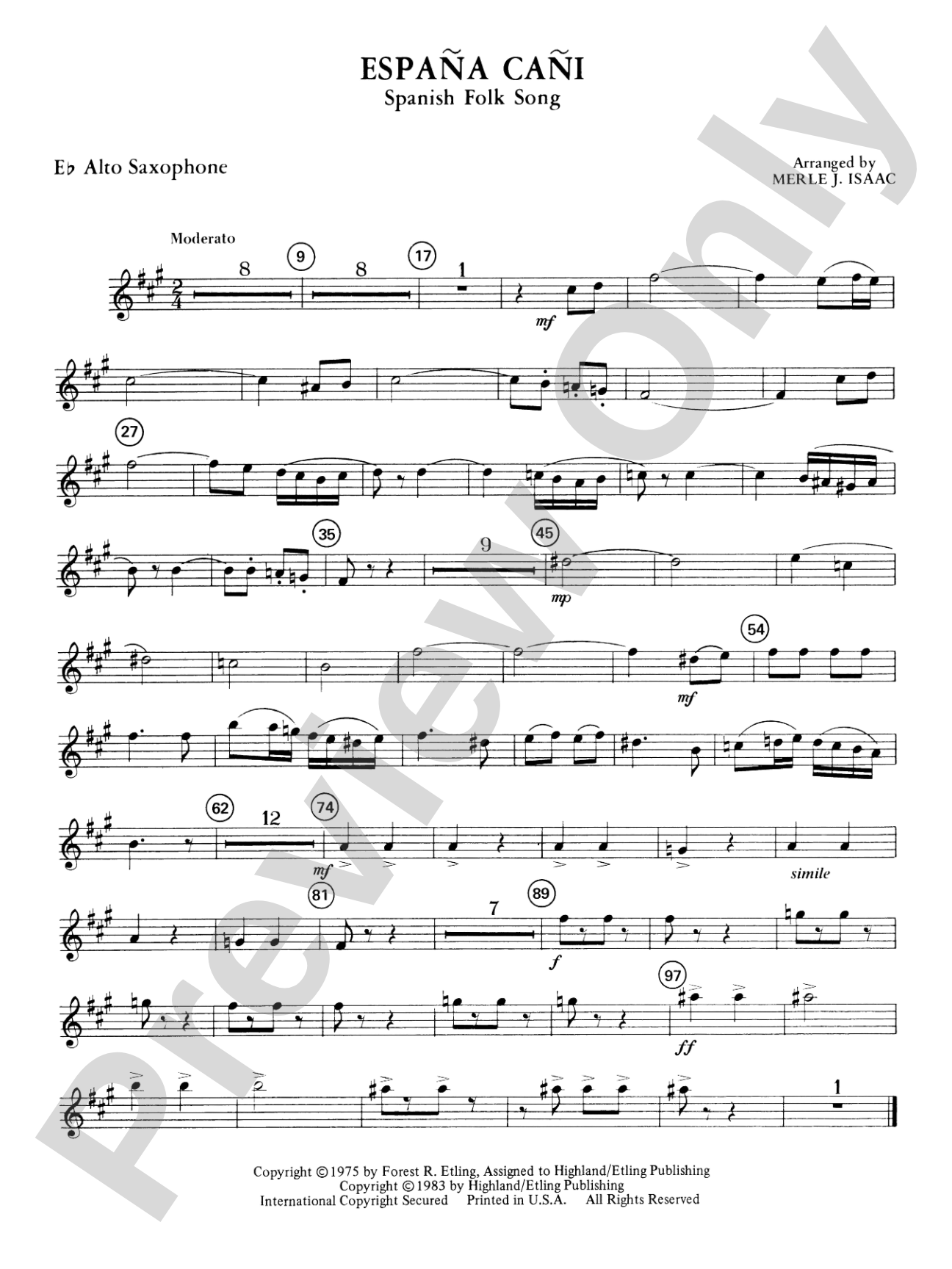 España Cañi: E-flat Alto Saxophone