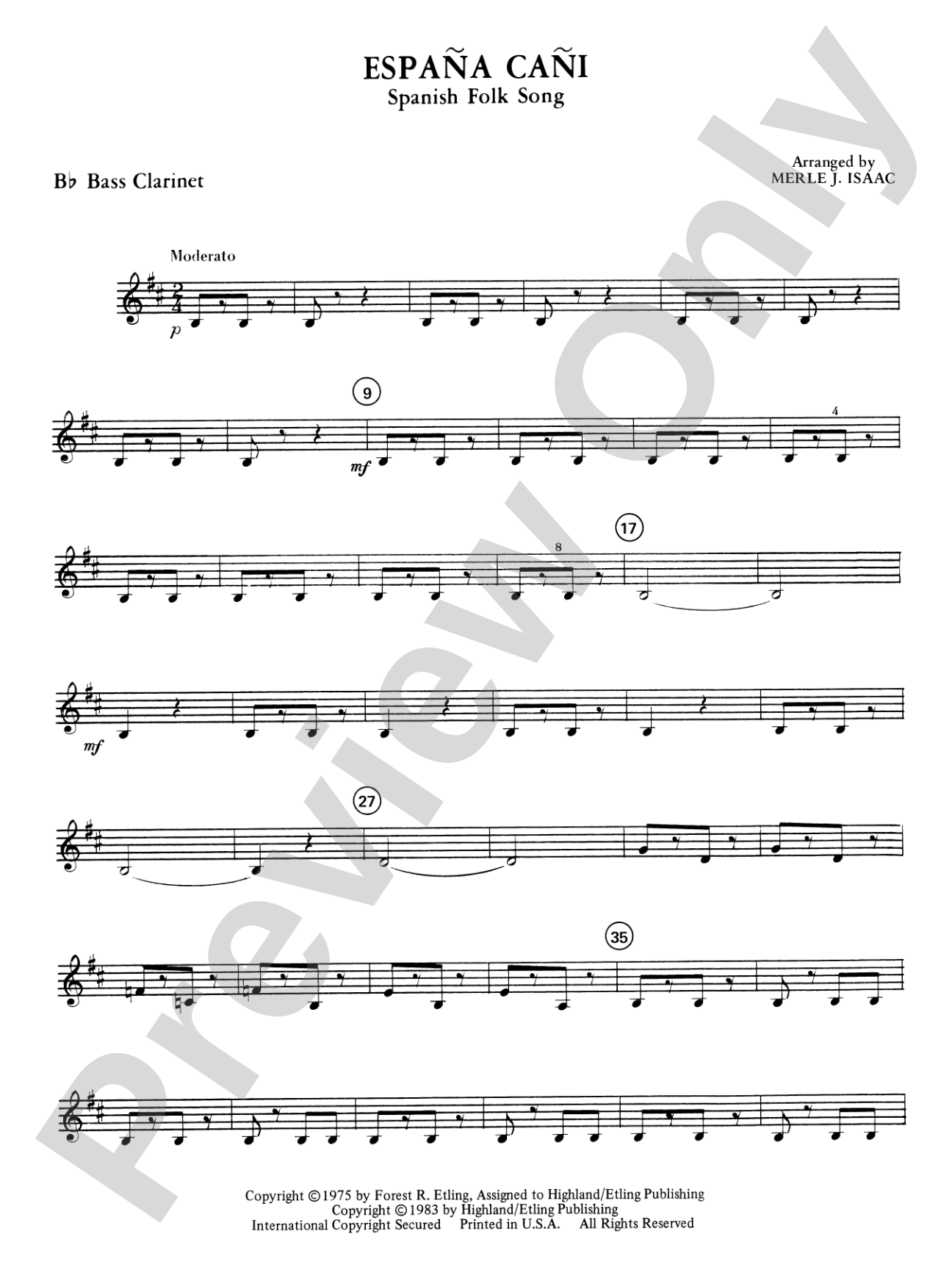 España Cañi: B-flat Bass Clarinet