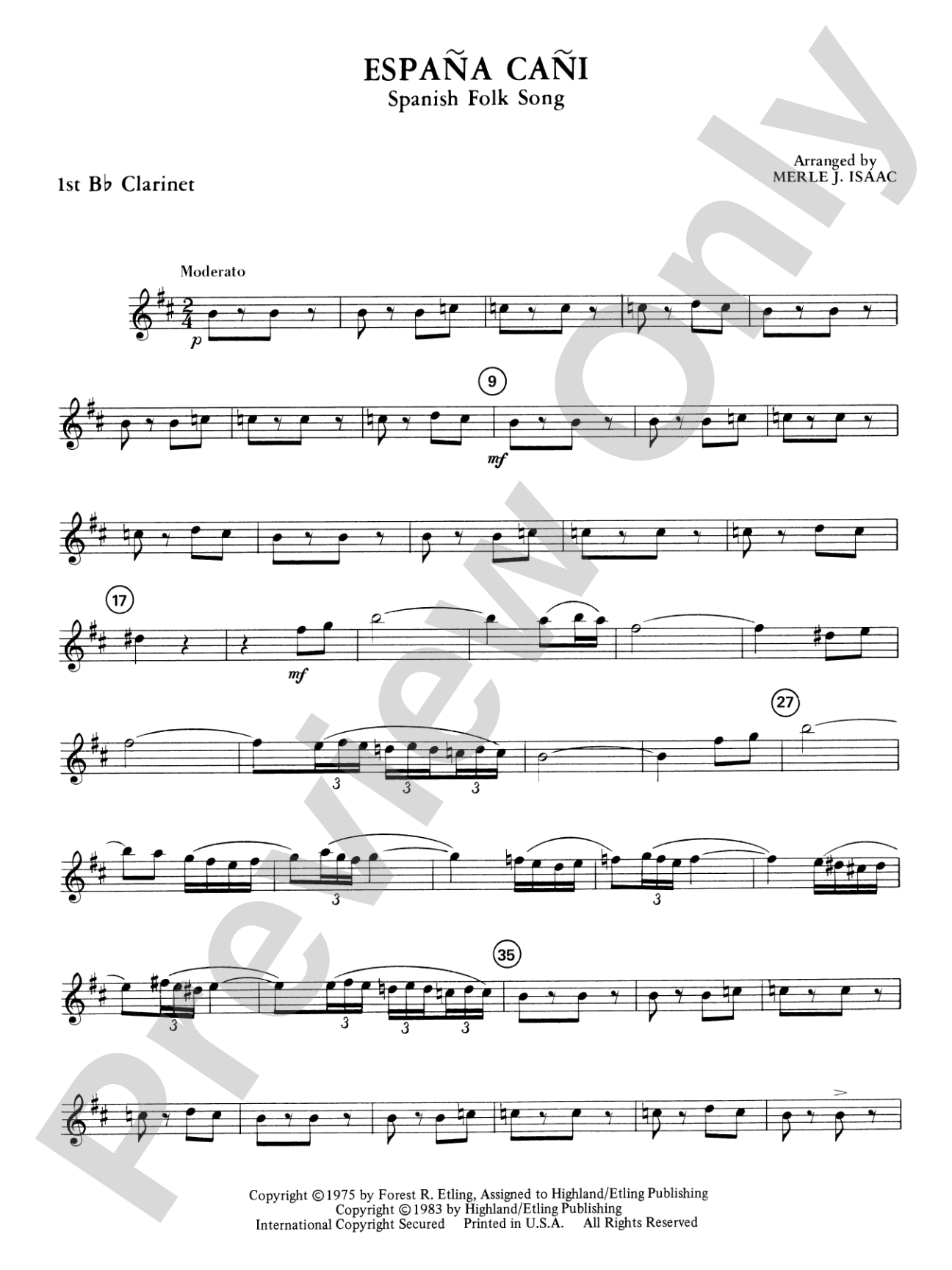 España Cañi: 1st B-flat Clarinet